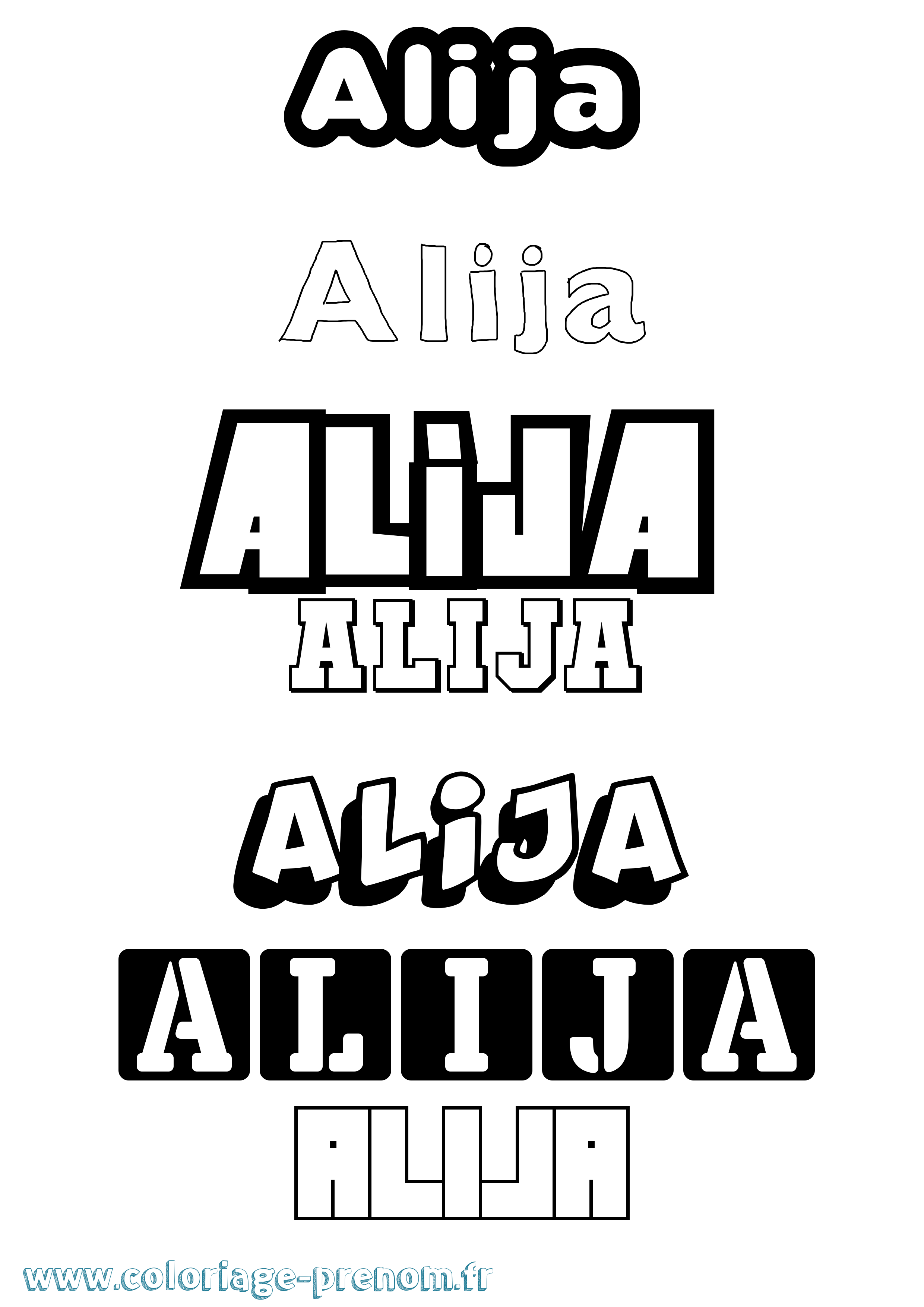 Coloriage Alija Simple Coloriage prénom Alija Simple