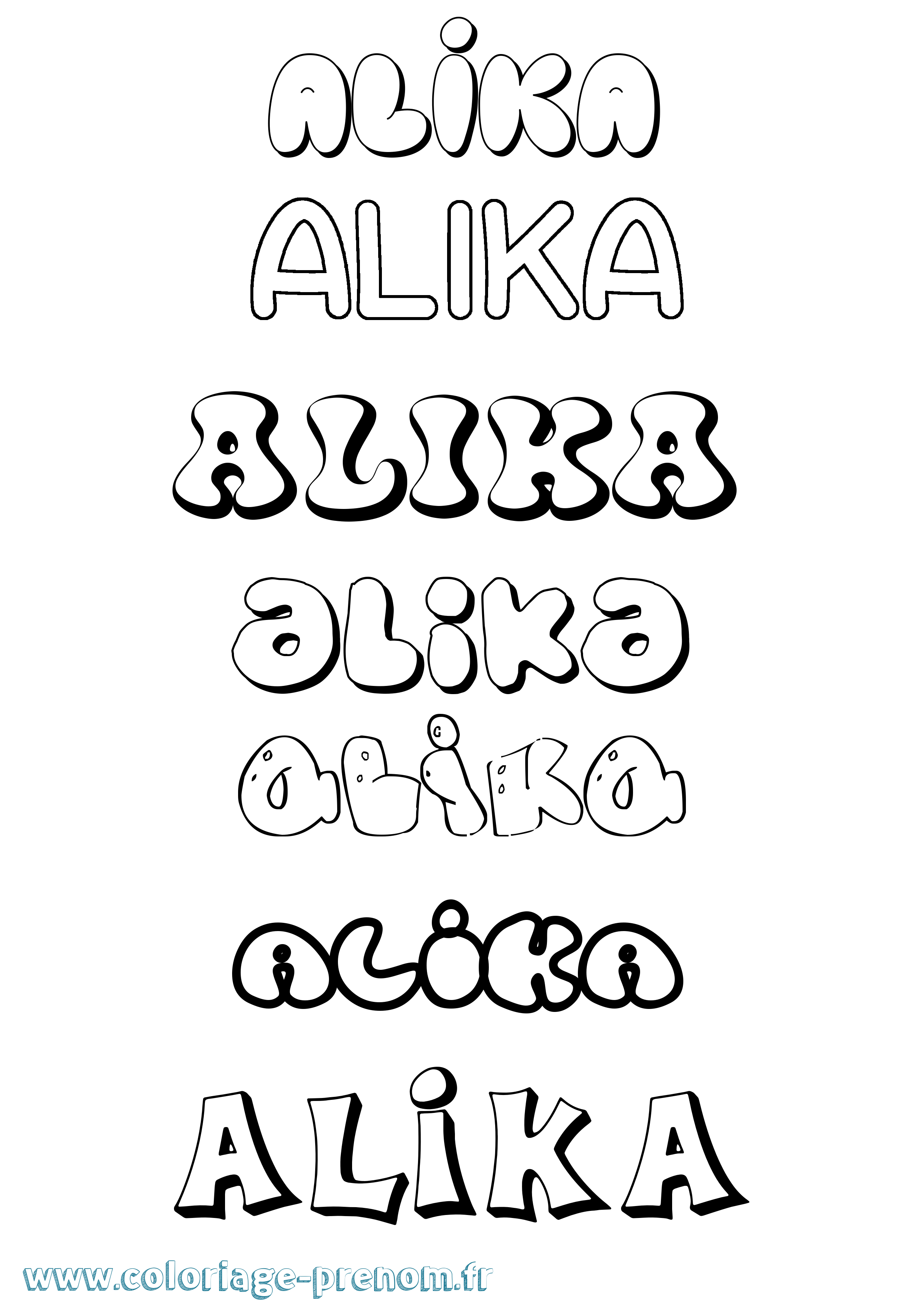 Coloriage prénom Alika Bubble