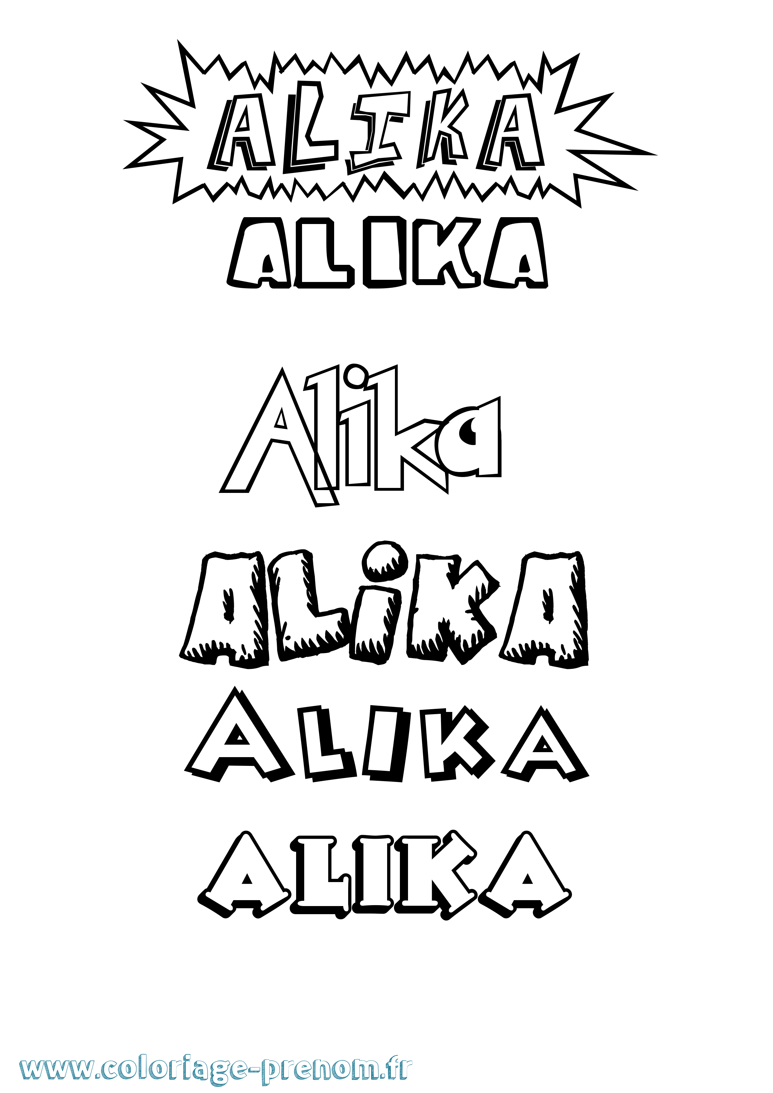 Coloriage prénom Alika Dessin Animé