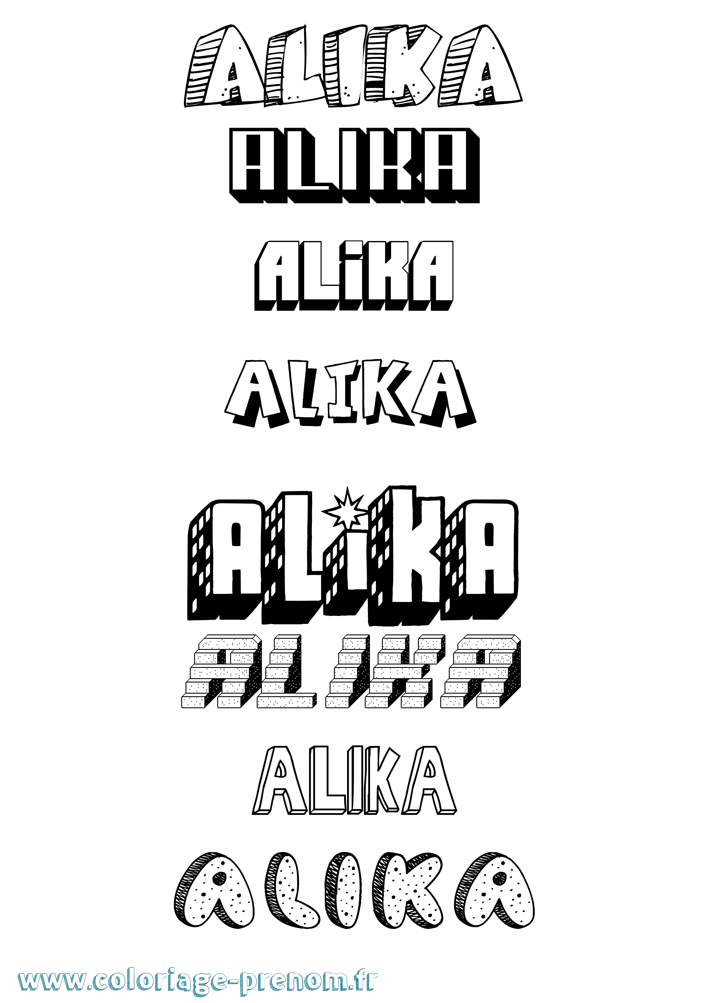 Coloriage prénom Alika Effet 3D
