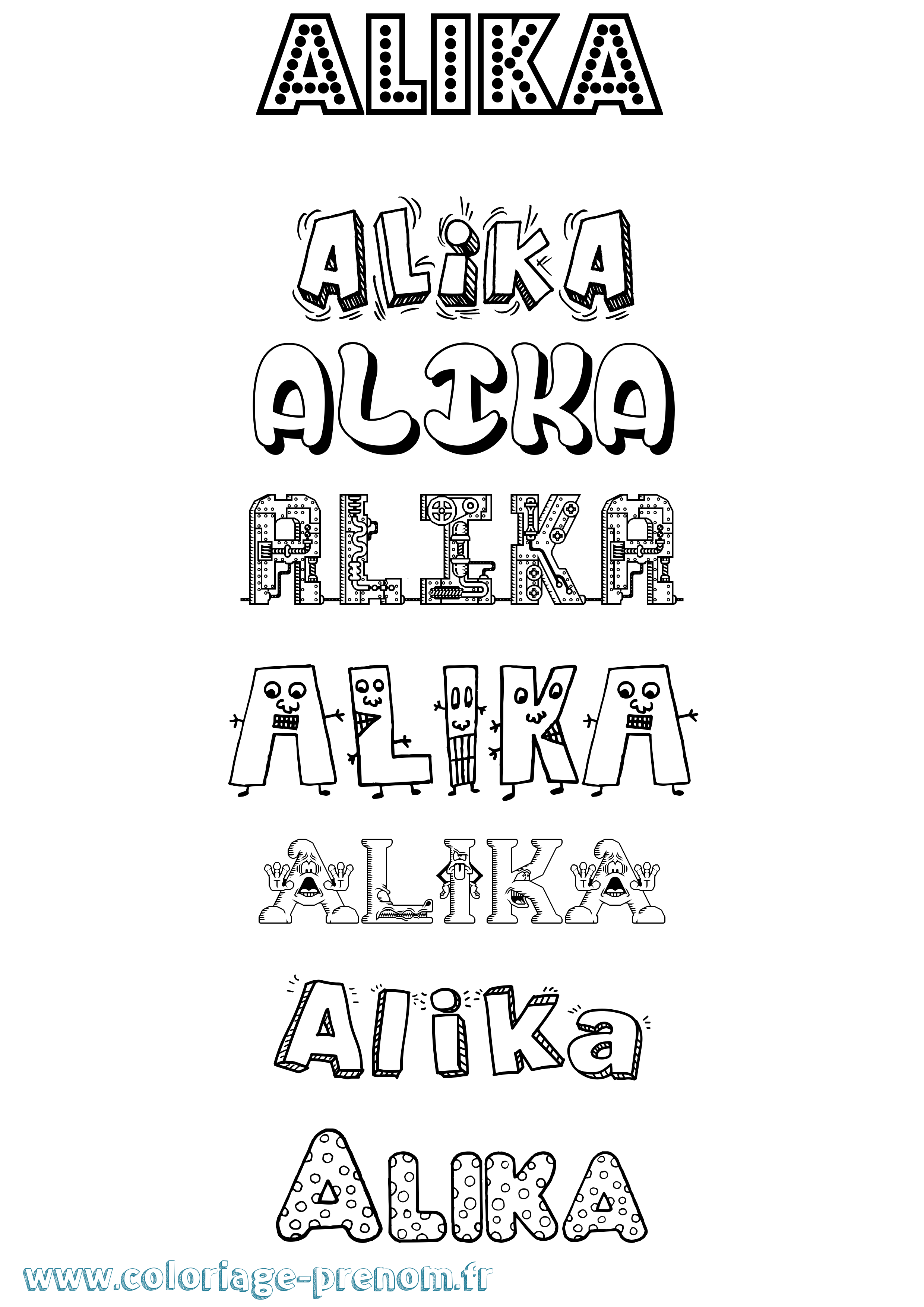 Coloriage prénom Alika Fun