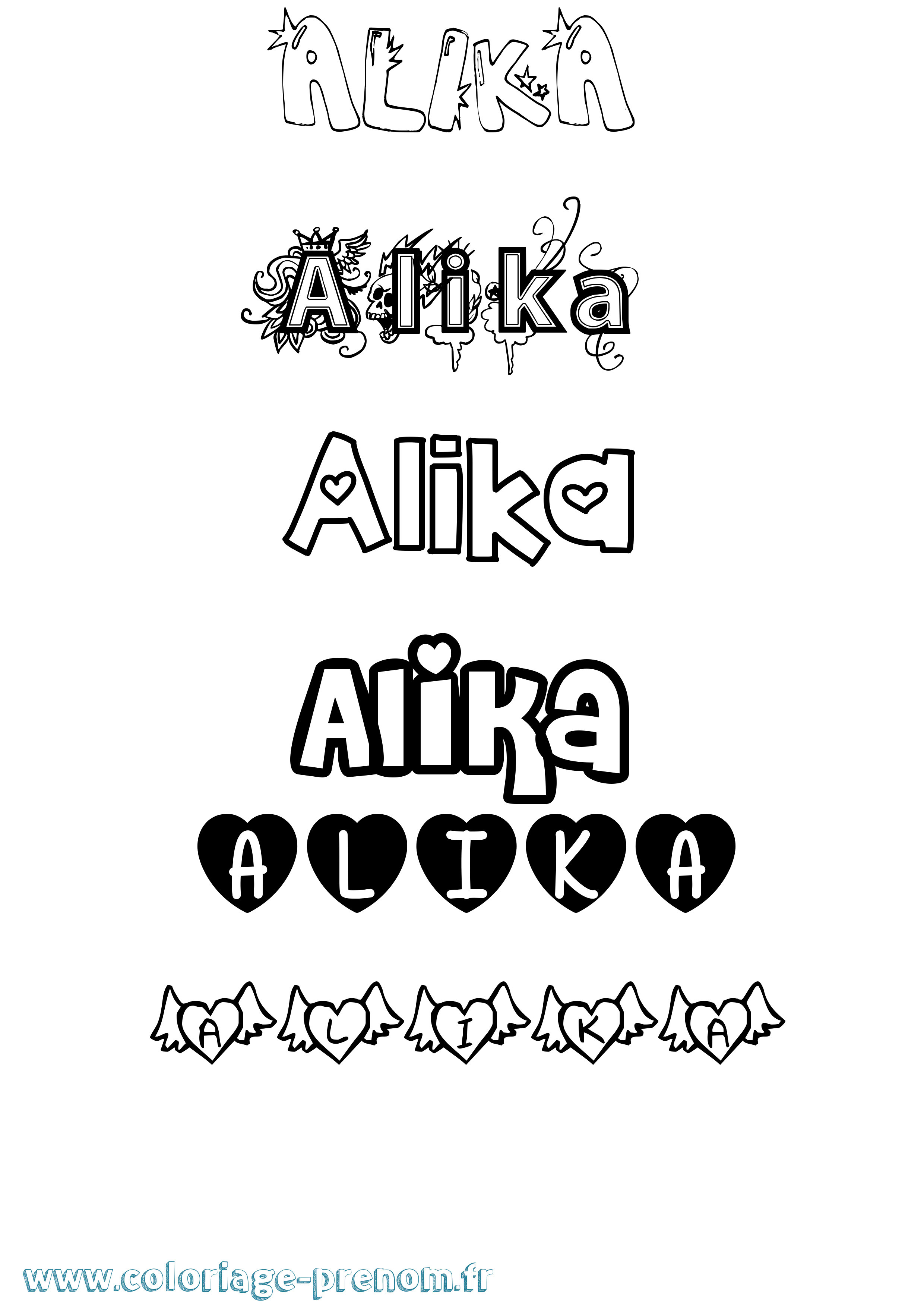 Coloriage prénom Alika Girly