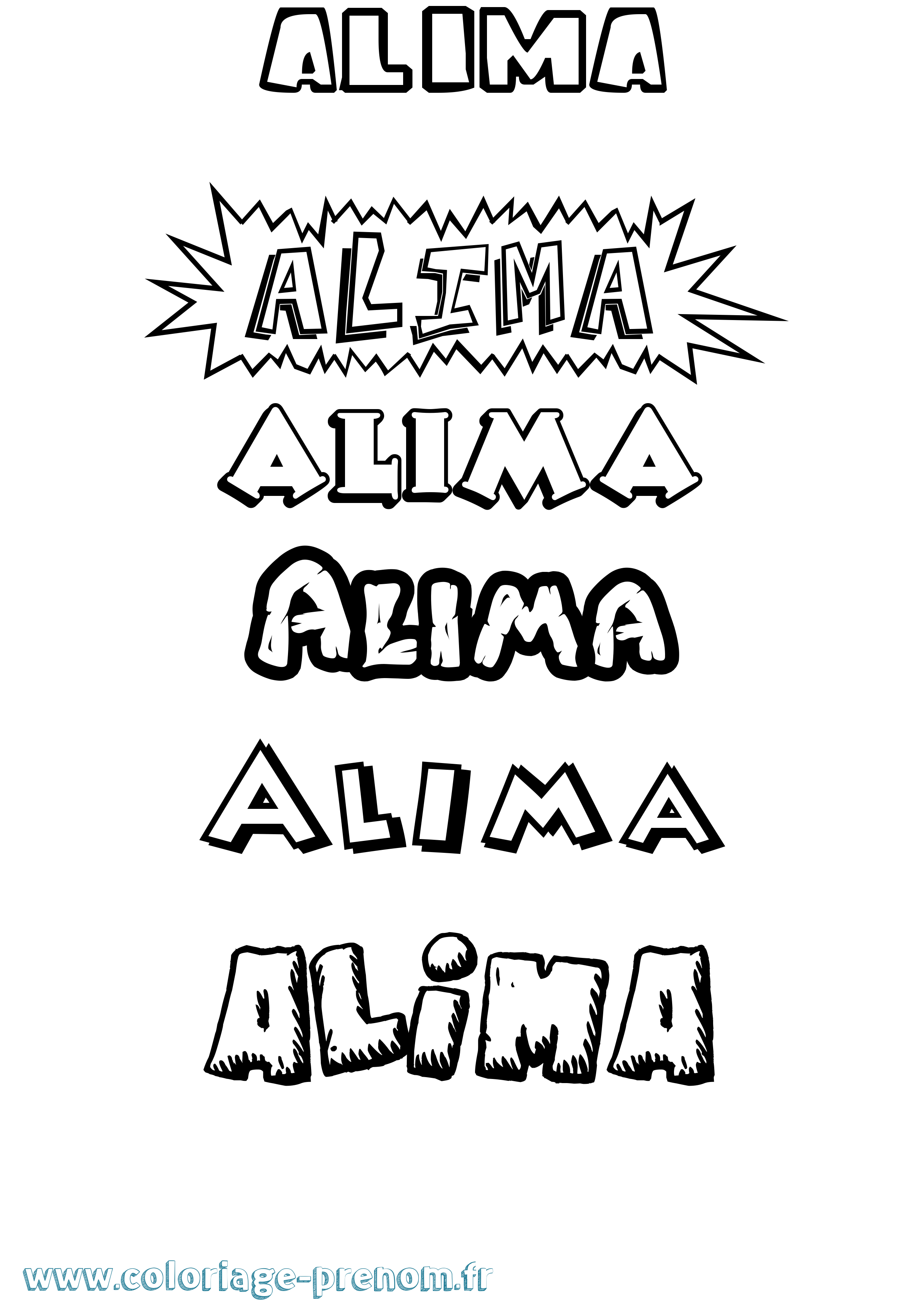 Coloriage Alima Dessin Animé Coloriage prénom Alima Dessin Animé