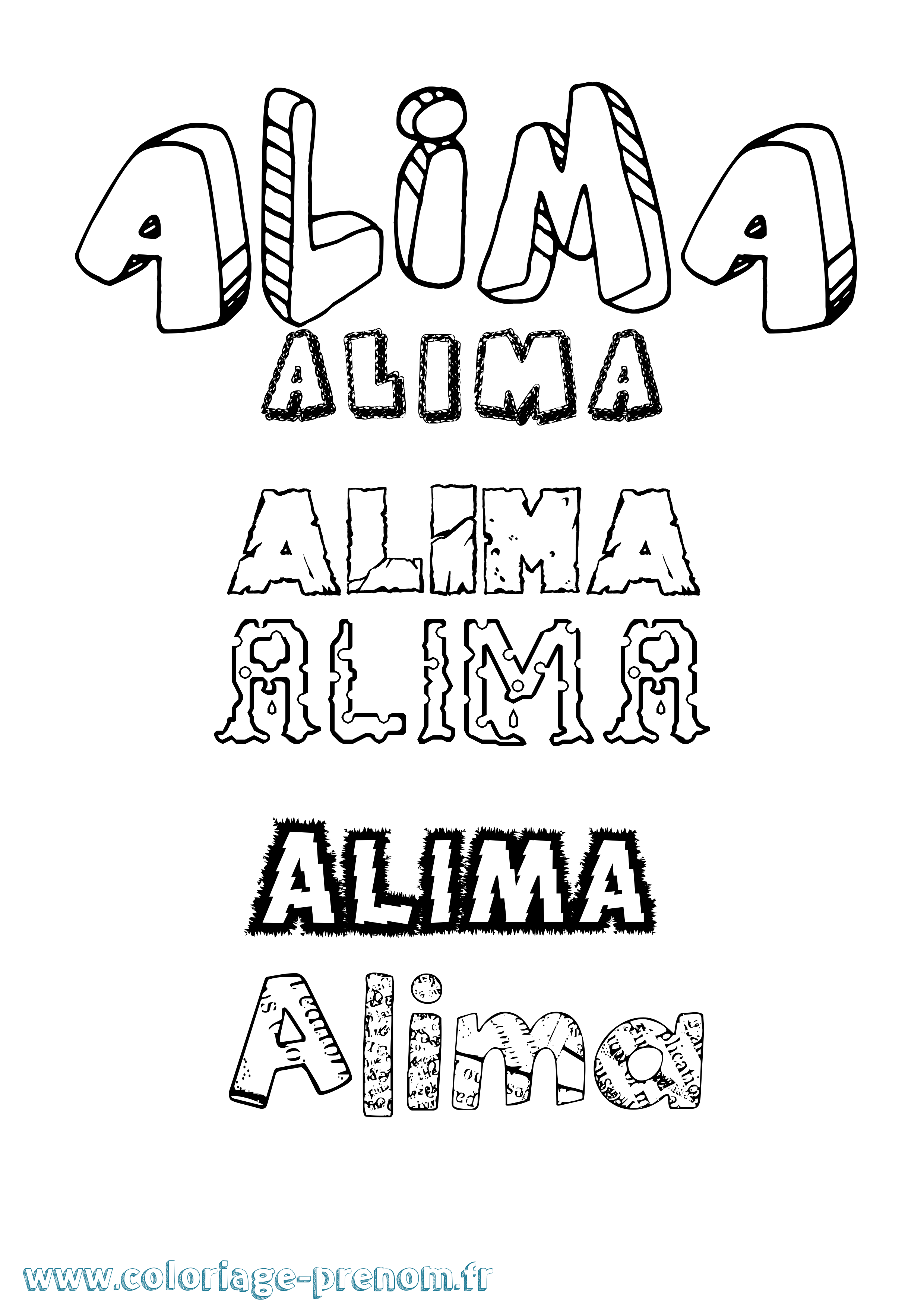 Coloriage Alima Destructuré Coloriage prénom Alima Destructuré