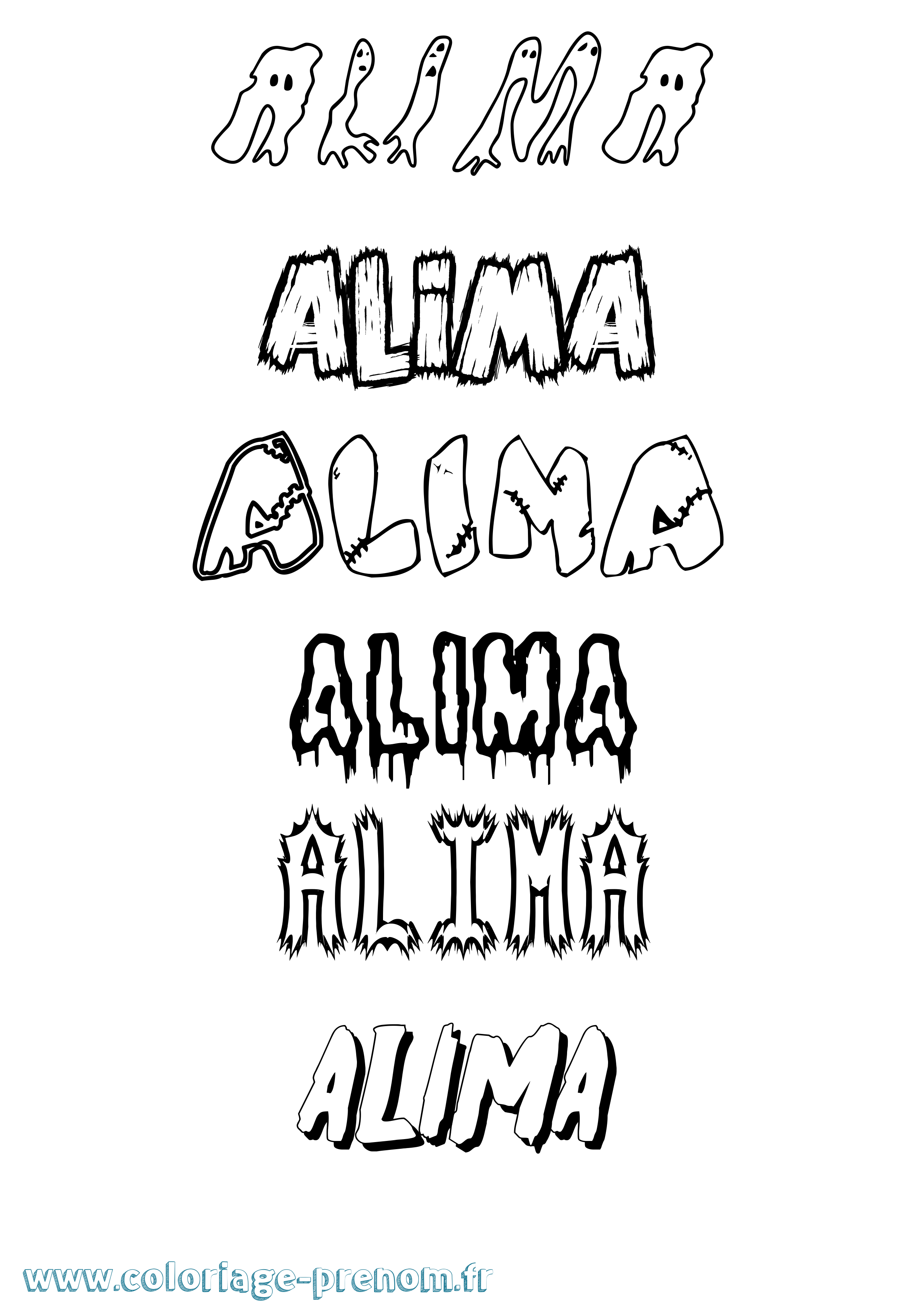 Coloriage Alima Frisson Coloriage prénom Alima Frisson