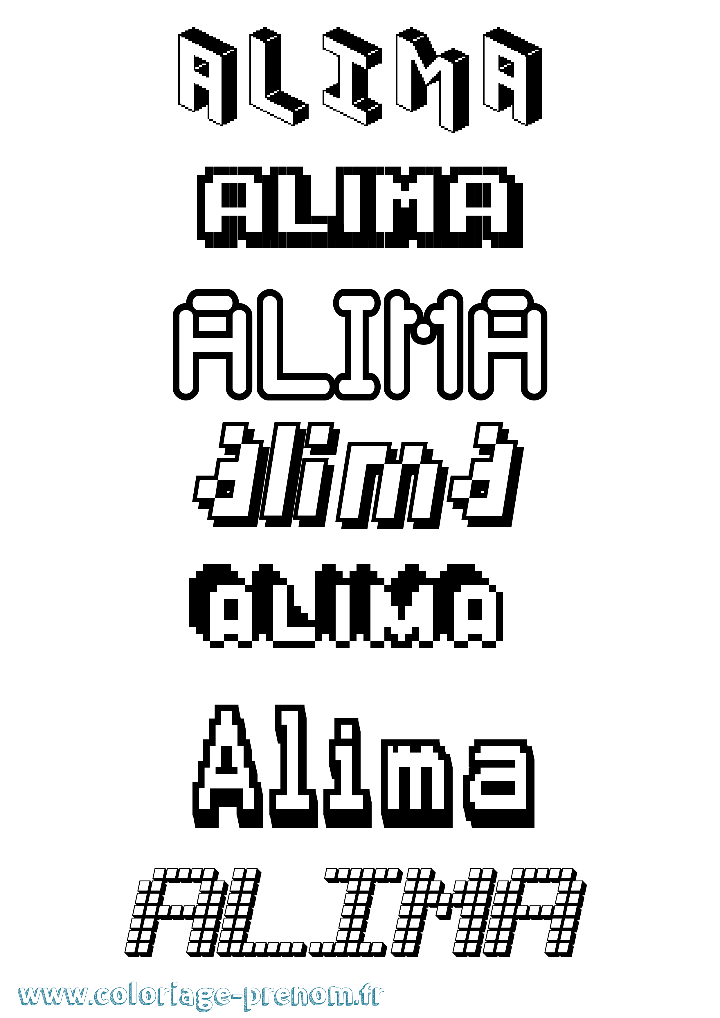 Coloriage Alima Pixel Coloriage prénom Alima Pixel