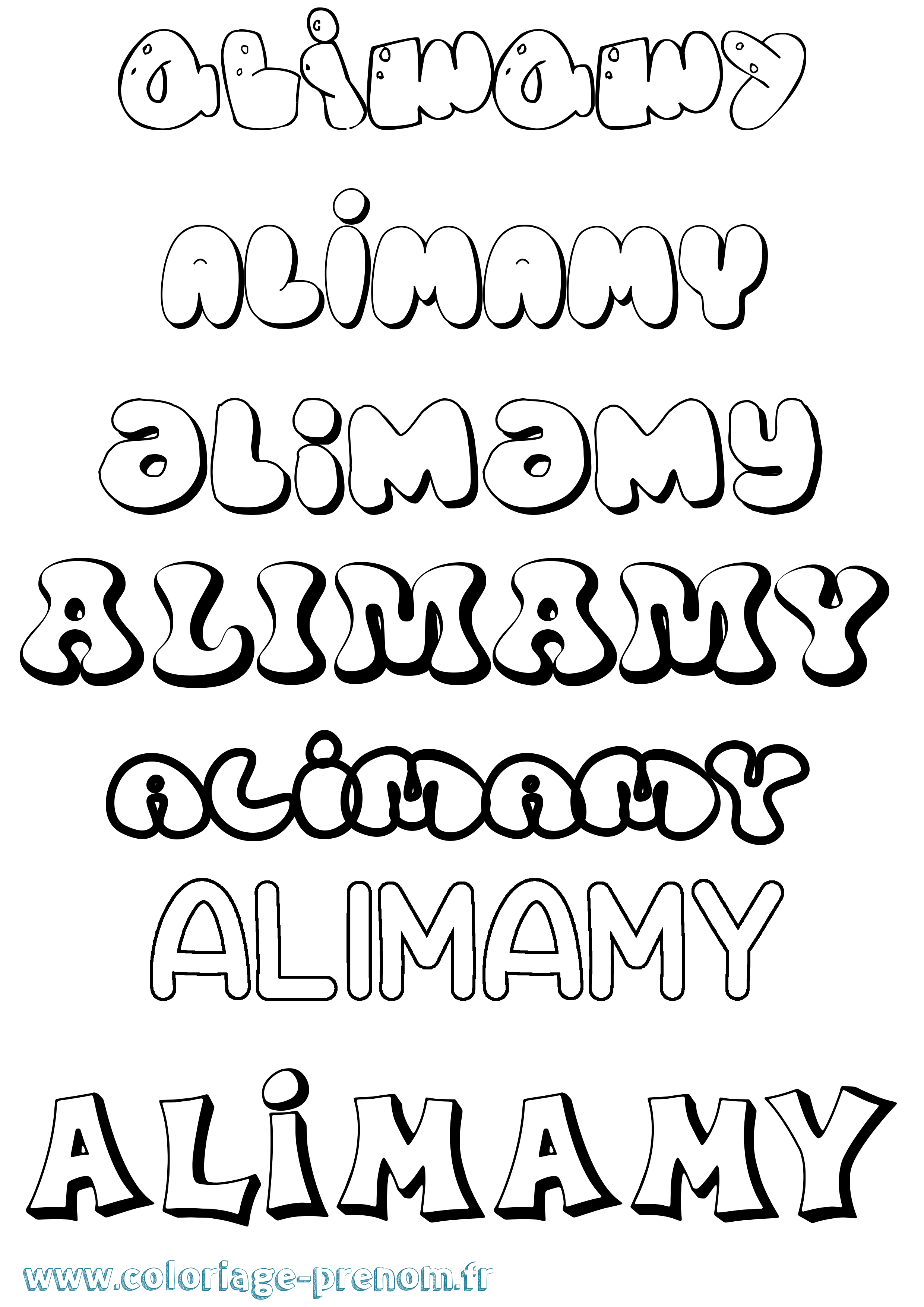 Coloriage prénom Alimamy Bubble