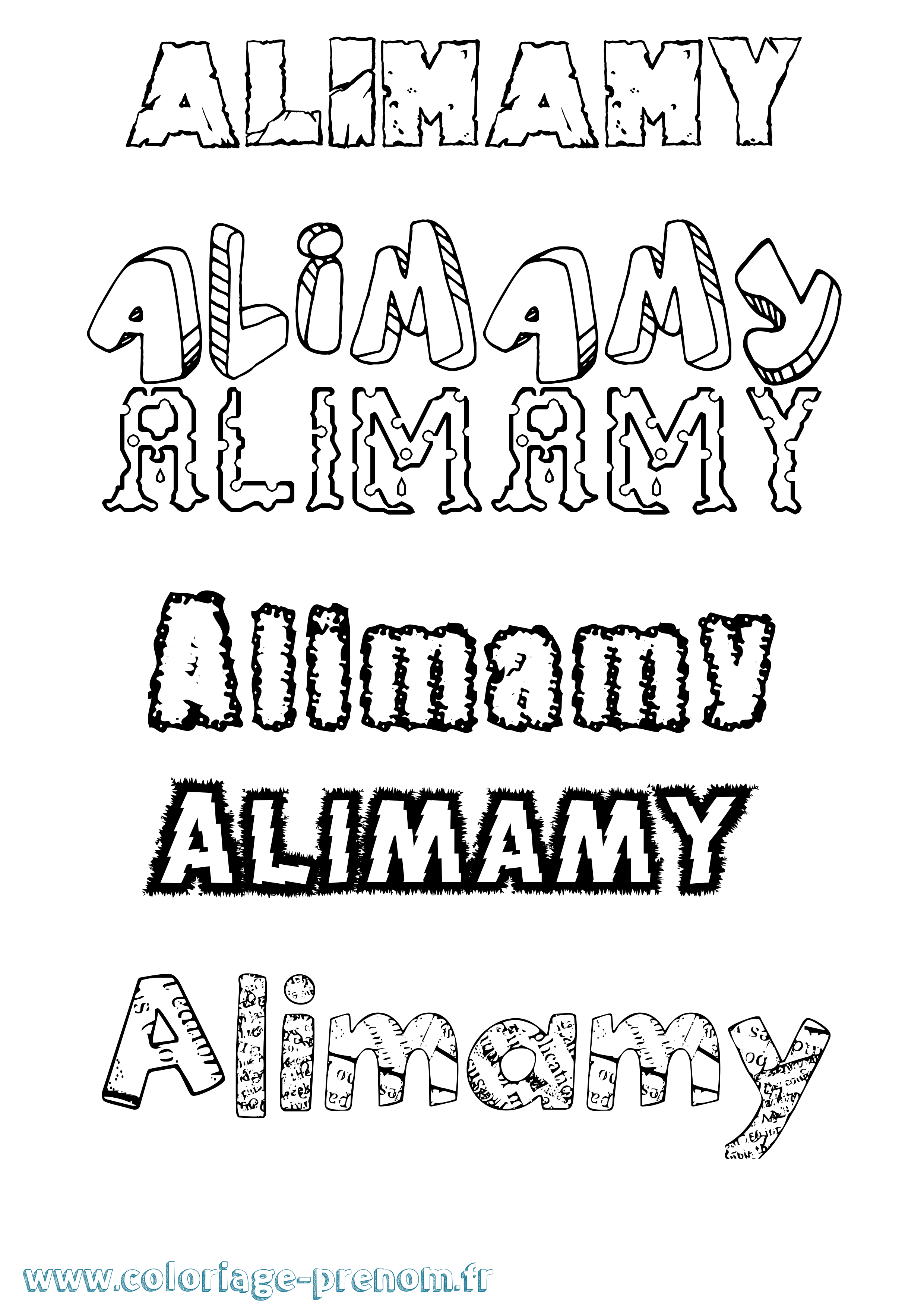 Coloriage prénom Alimamy Destructuré