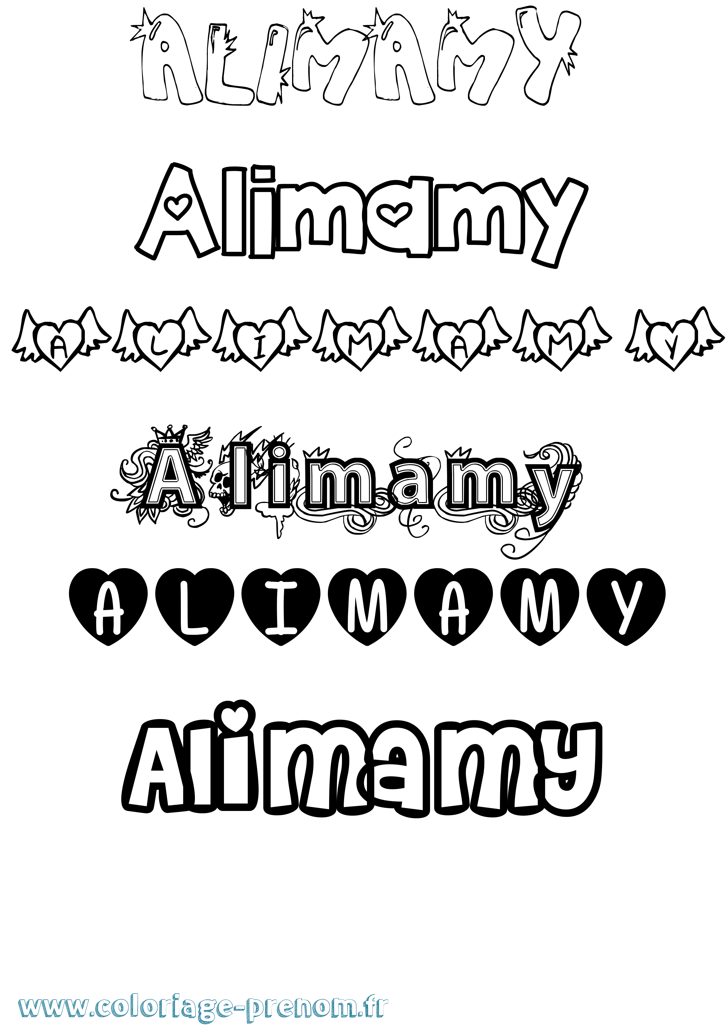 Coloriage prénom Alimamy Girly