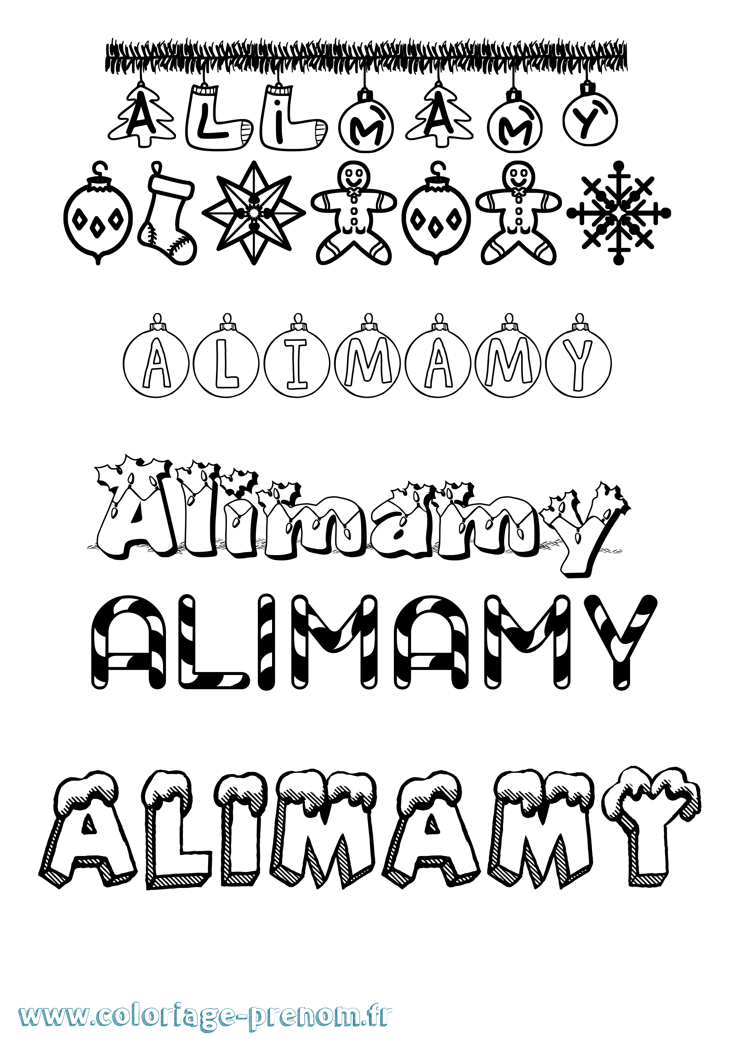 Coloriage prénom Alimamy Noël