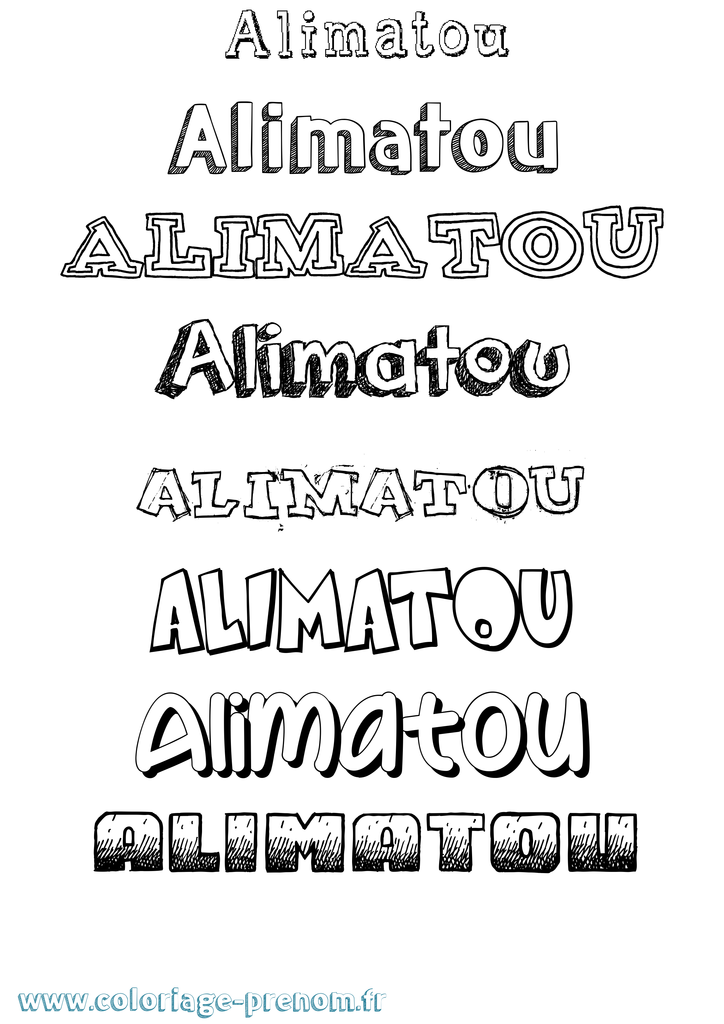 Coloriage prénom Alimatou Dessiné
