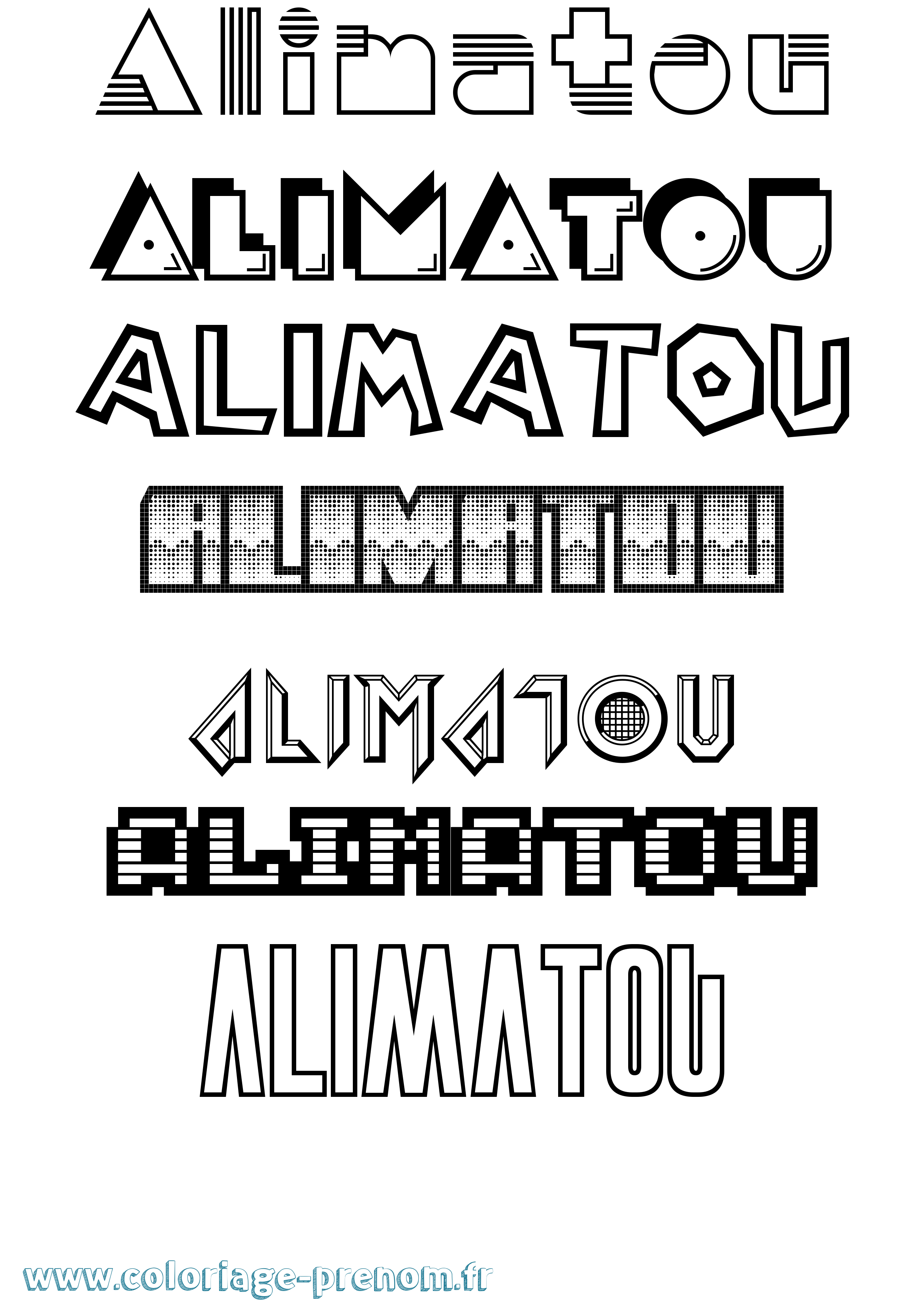 Coloriage prénom Alimatou Jeux Vidéos