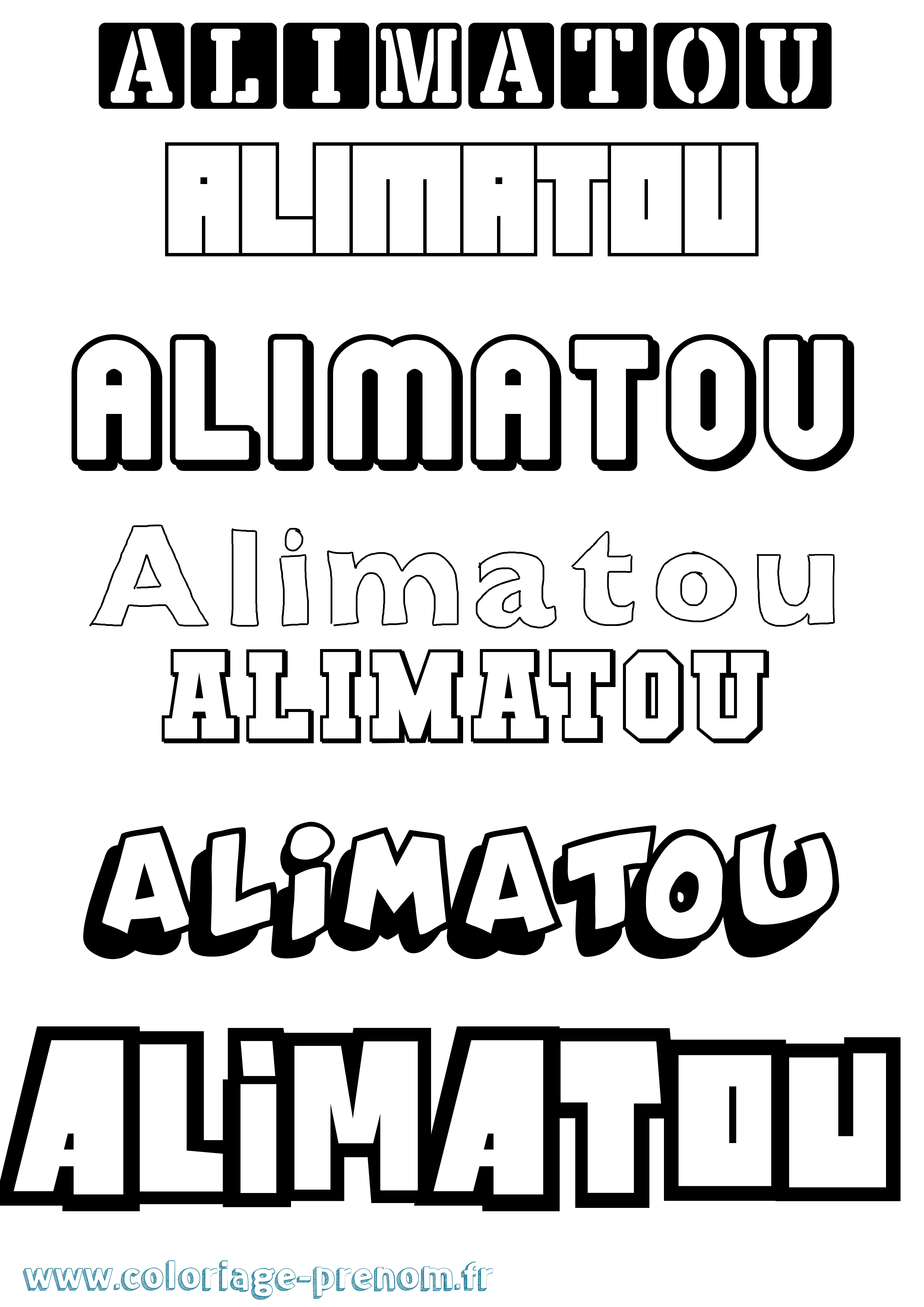 Coloriage prénom Alimatou Simple