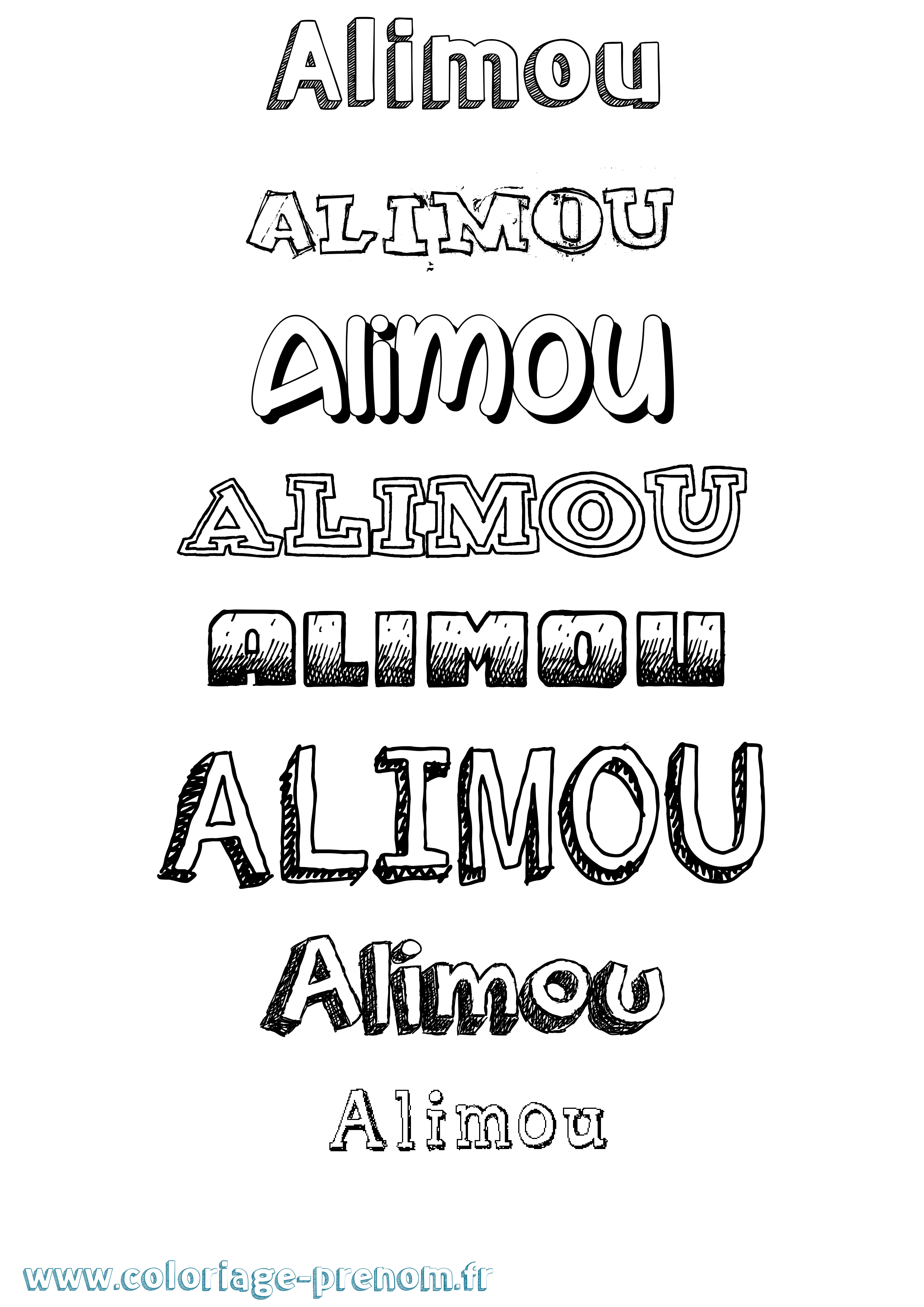 Coloriage prénom Alimou Dessiné