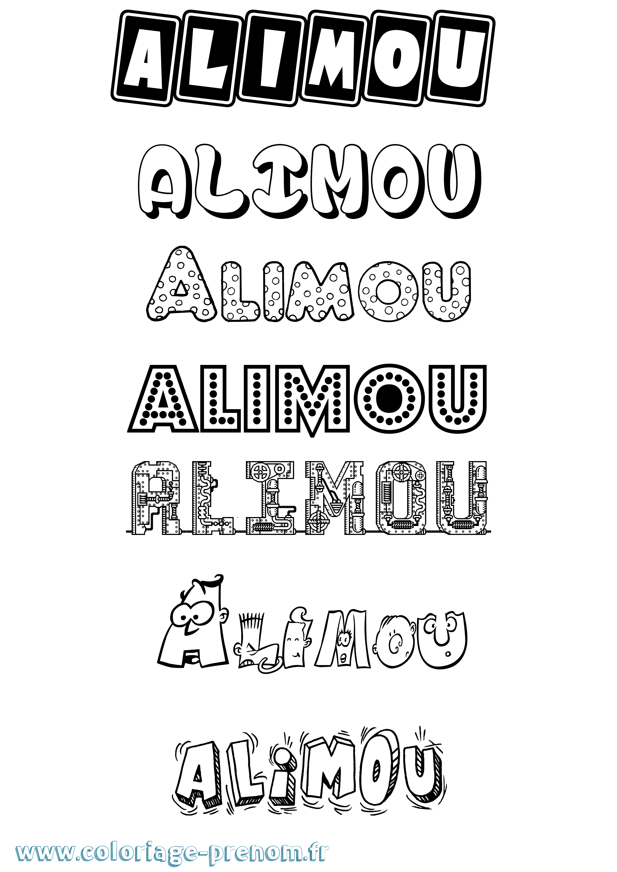Coloriage prénom Alimou Fun