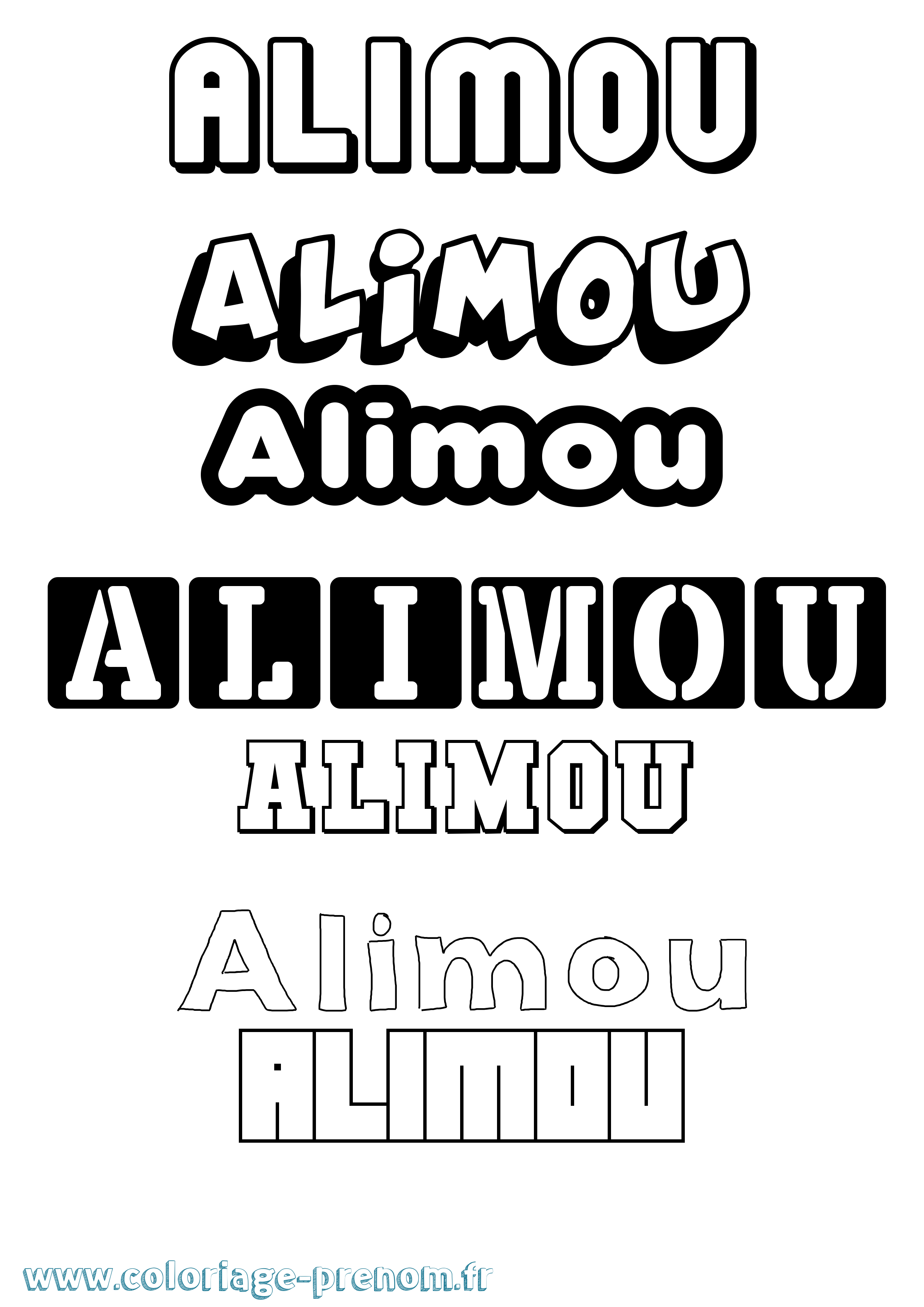 Coloriage prénom Alimou Simple