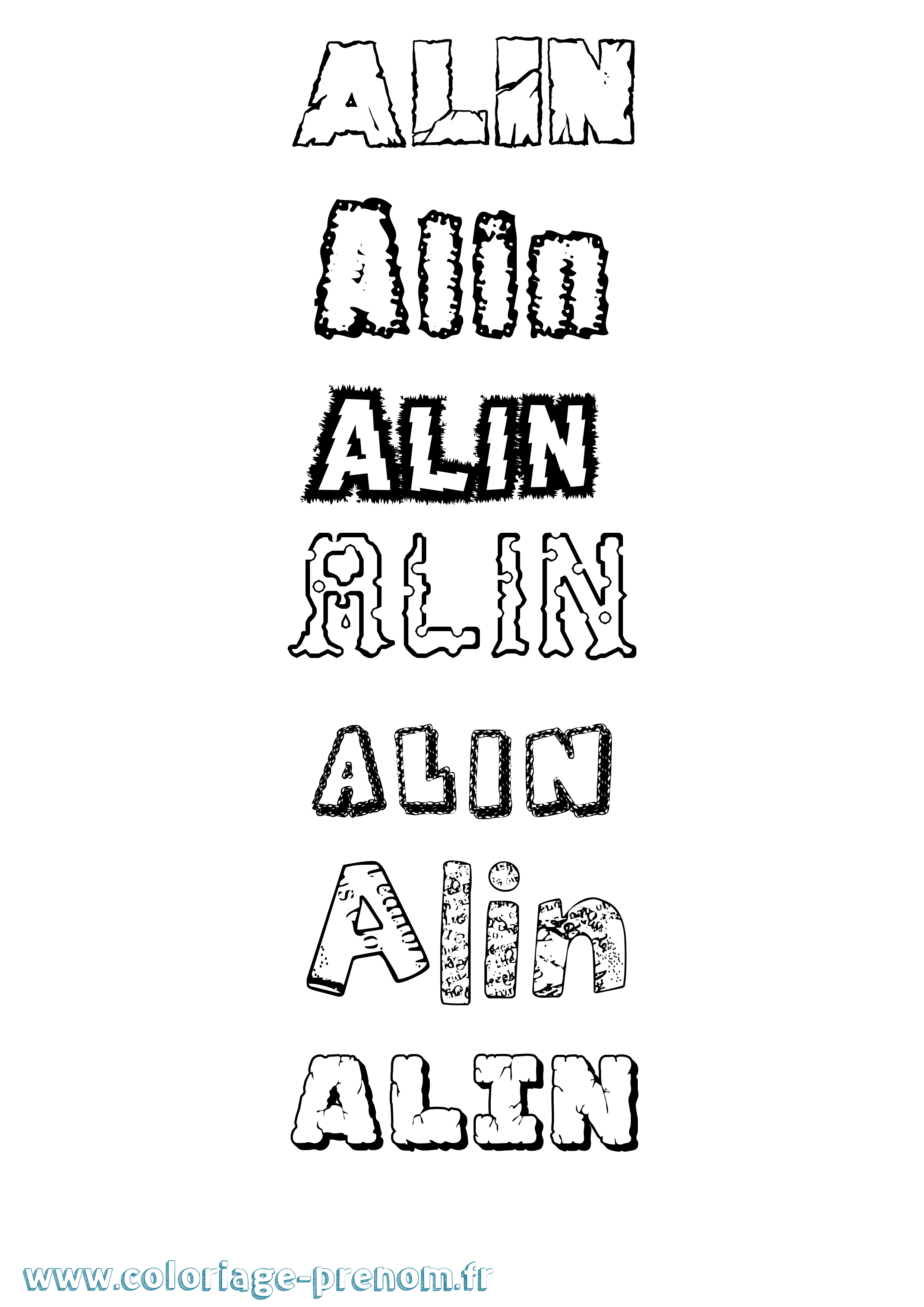 Coloriage prénom Alin Destructuré