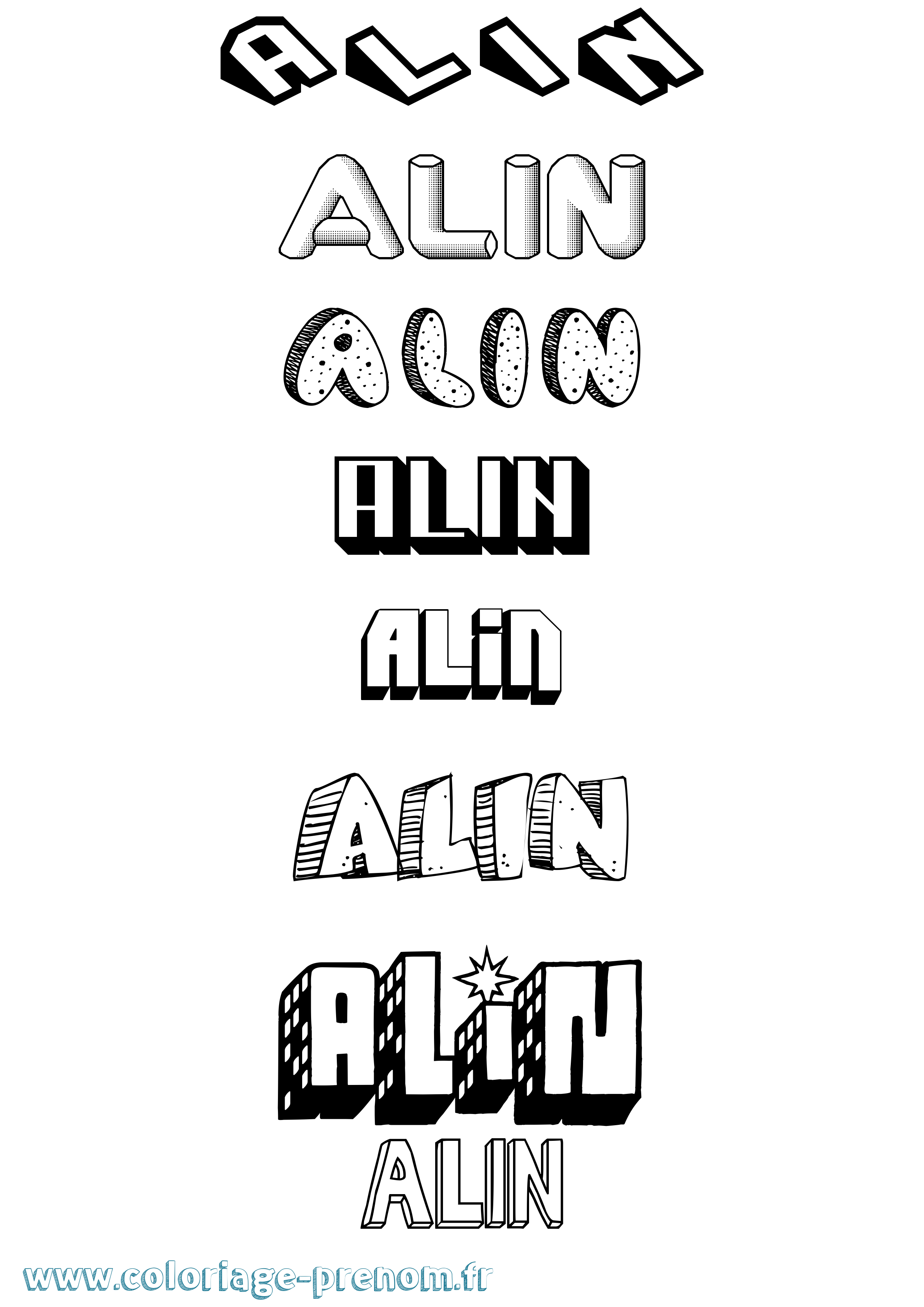 Coloriage prénom Alin Effet 3D
