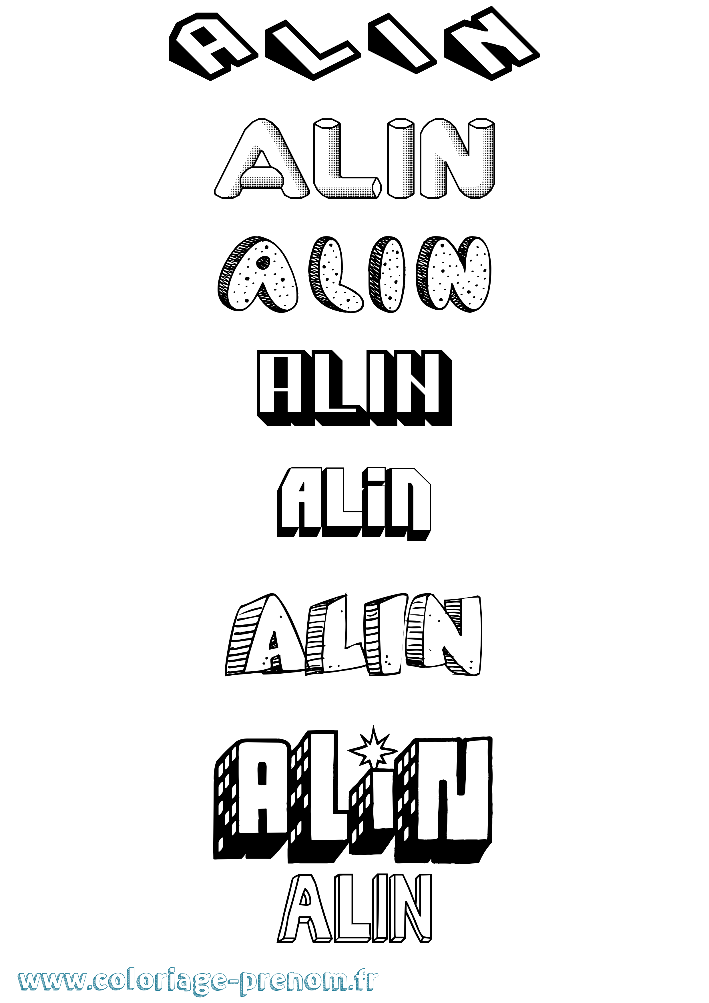 Coloriage Alin Effet 3D Coloriage prénom Alin Effet 3D