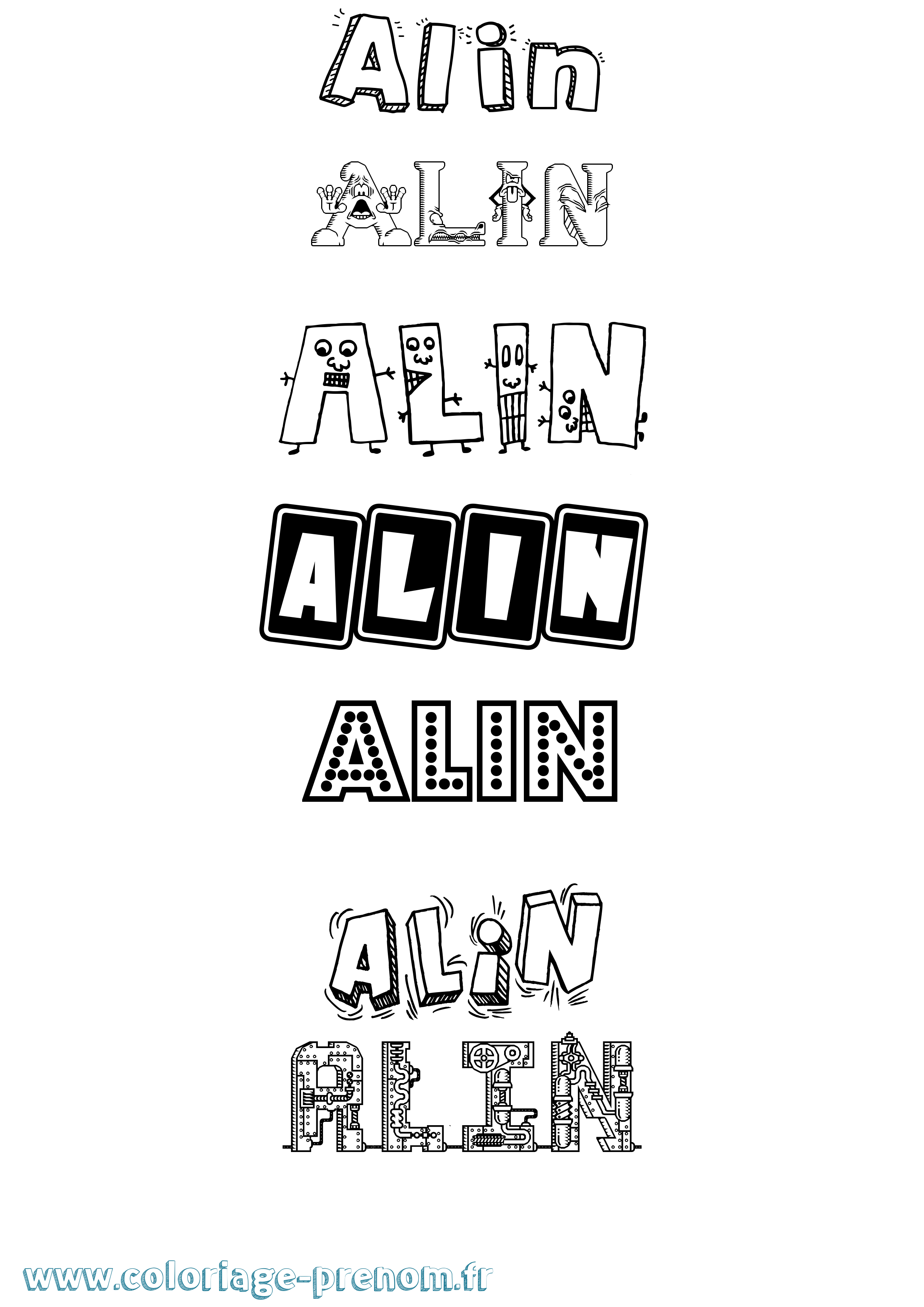 Coloriage prénom Alin Fun