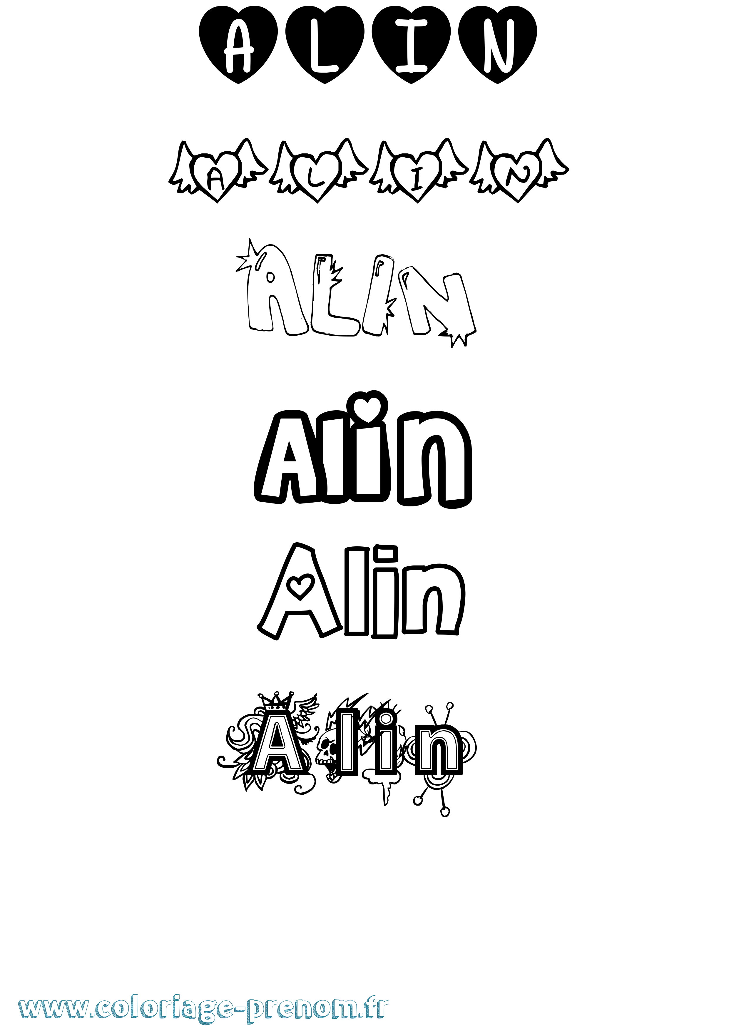 Coloriage Alin Girly Coloriage prénom Alin Girly