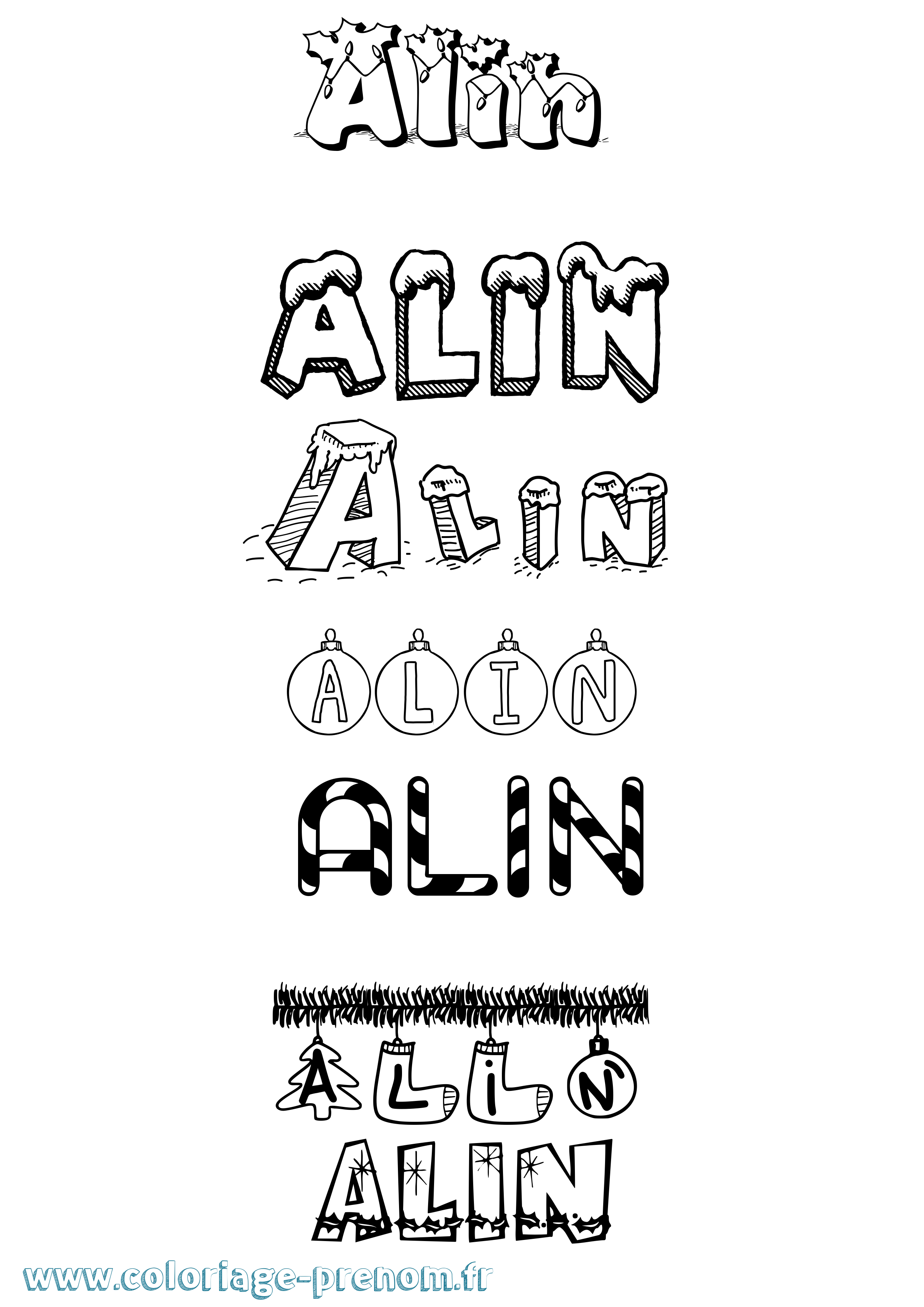 Coloriage Alin Noël Coloriage prénom Alin Noël