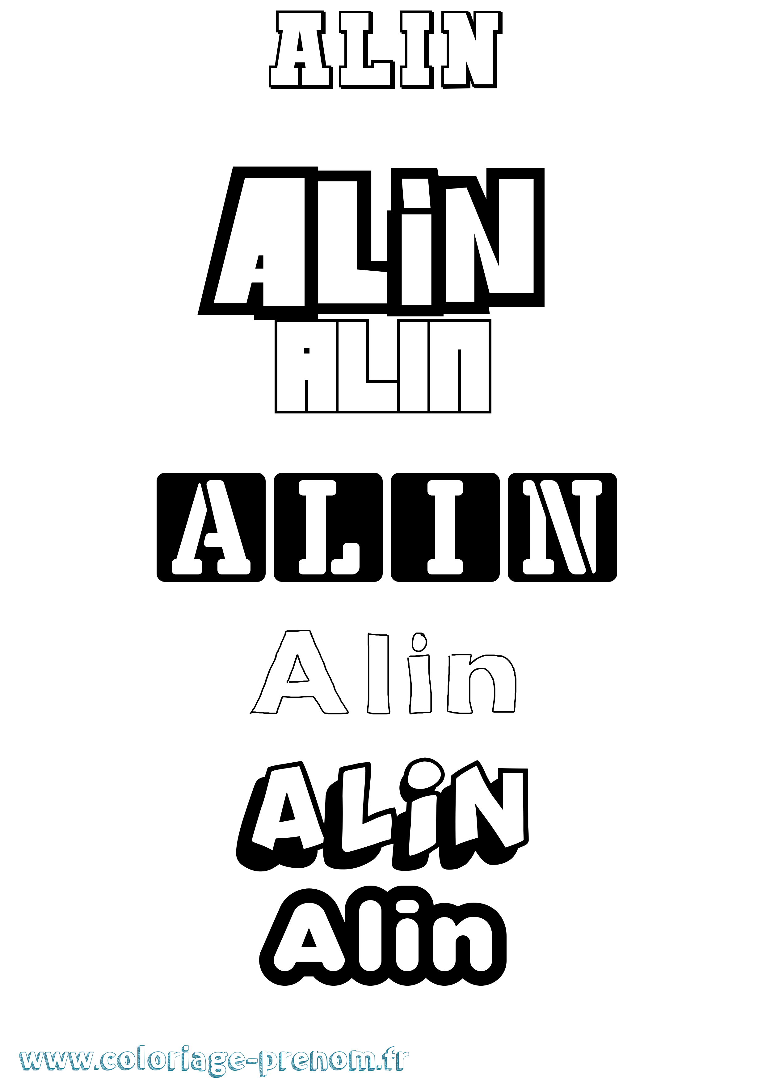 Coloriage prénom Alin Simple