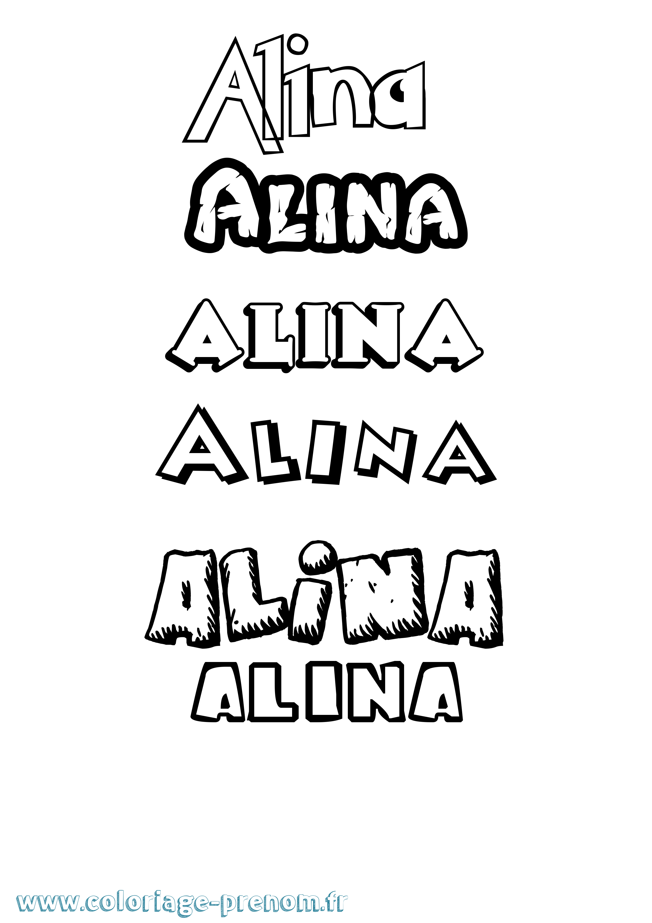 Coloriage prénom Alina Dessin Animé