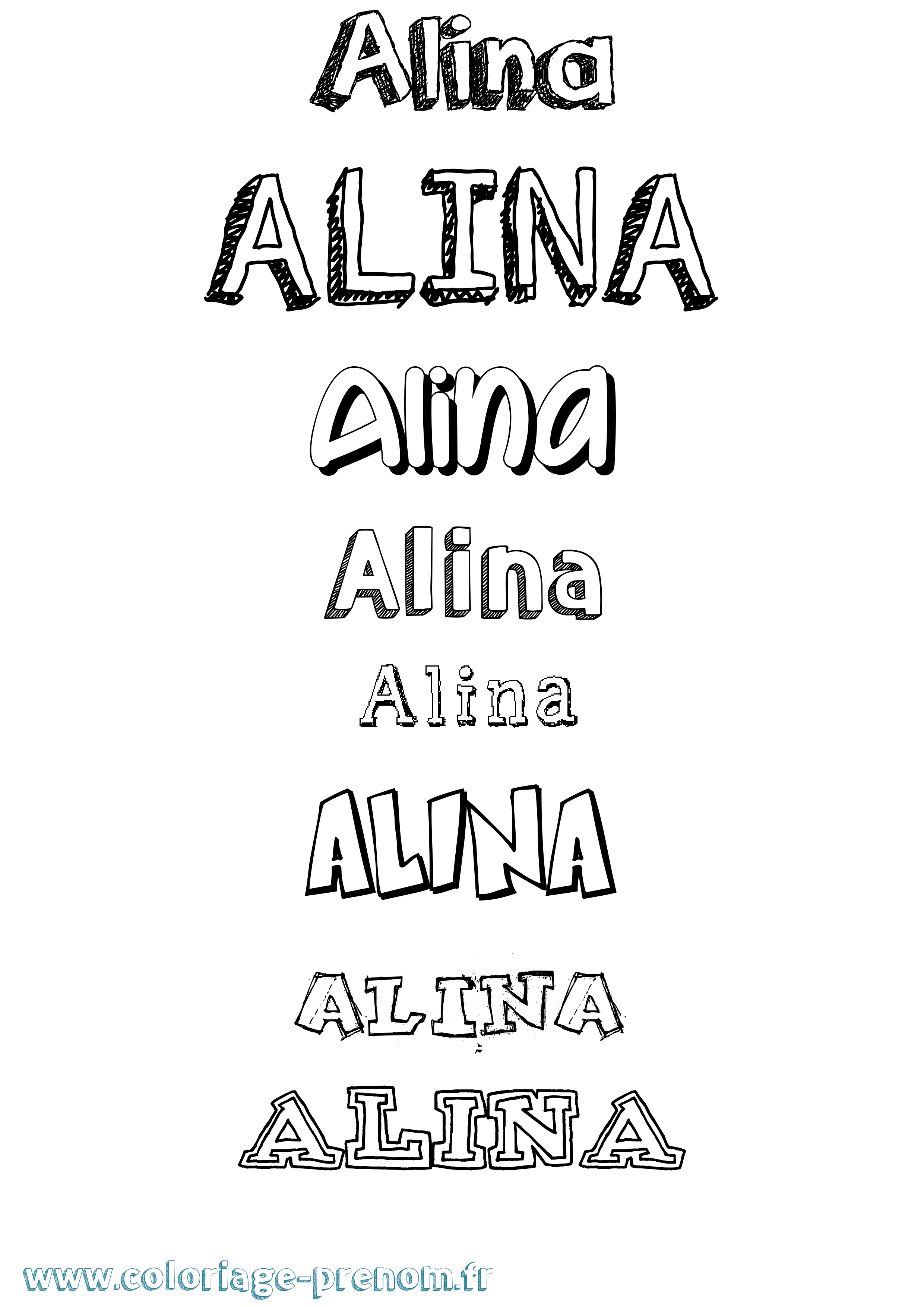 Coloriage prénom Alina Dessiné