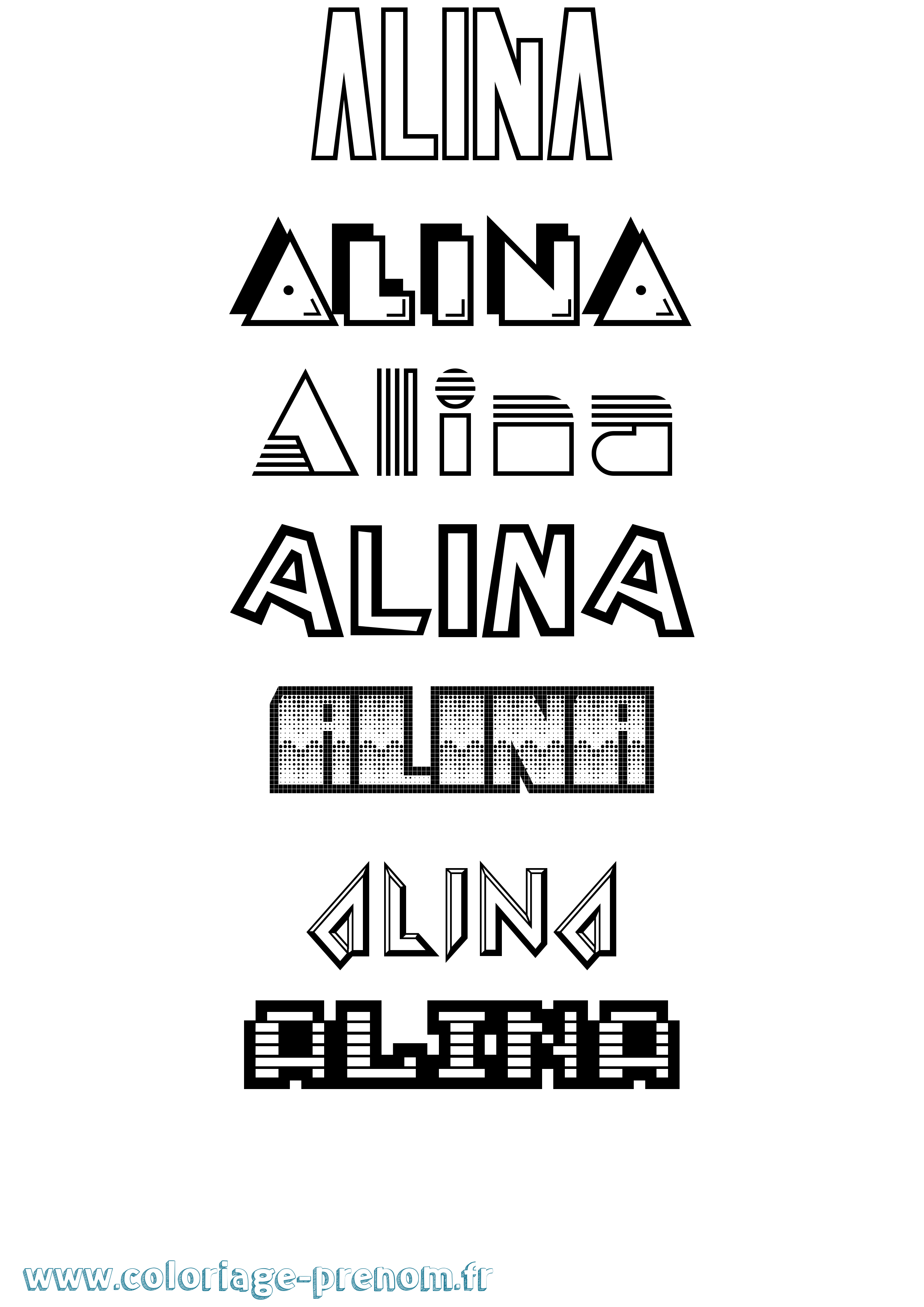 Coloriage prénom Alina Jeux Vidéos