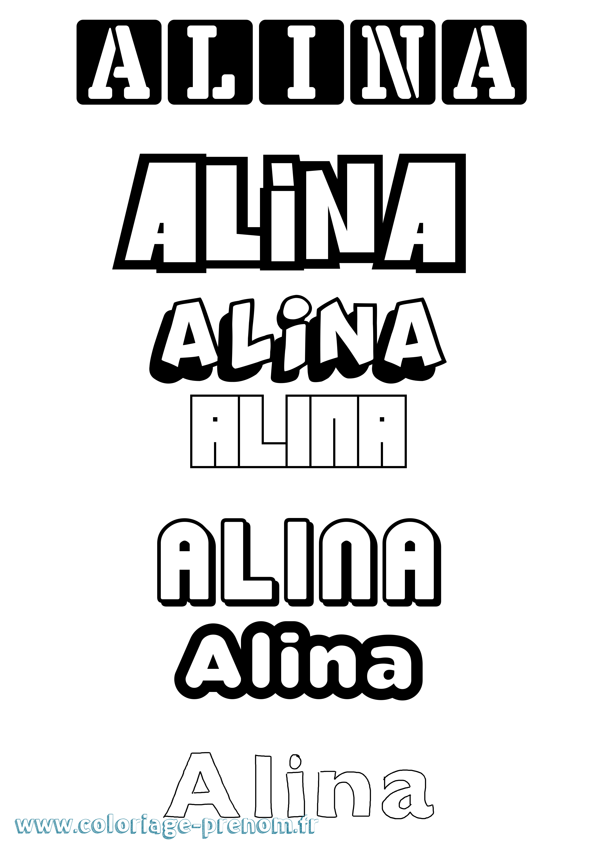 Coloriage prénom Alina Simple