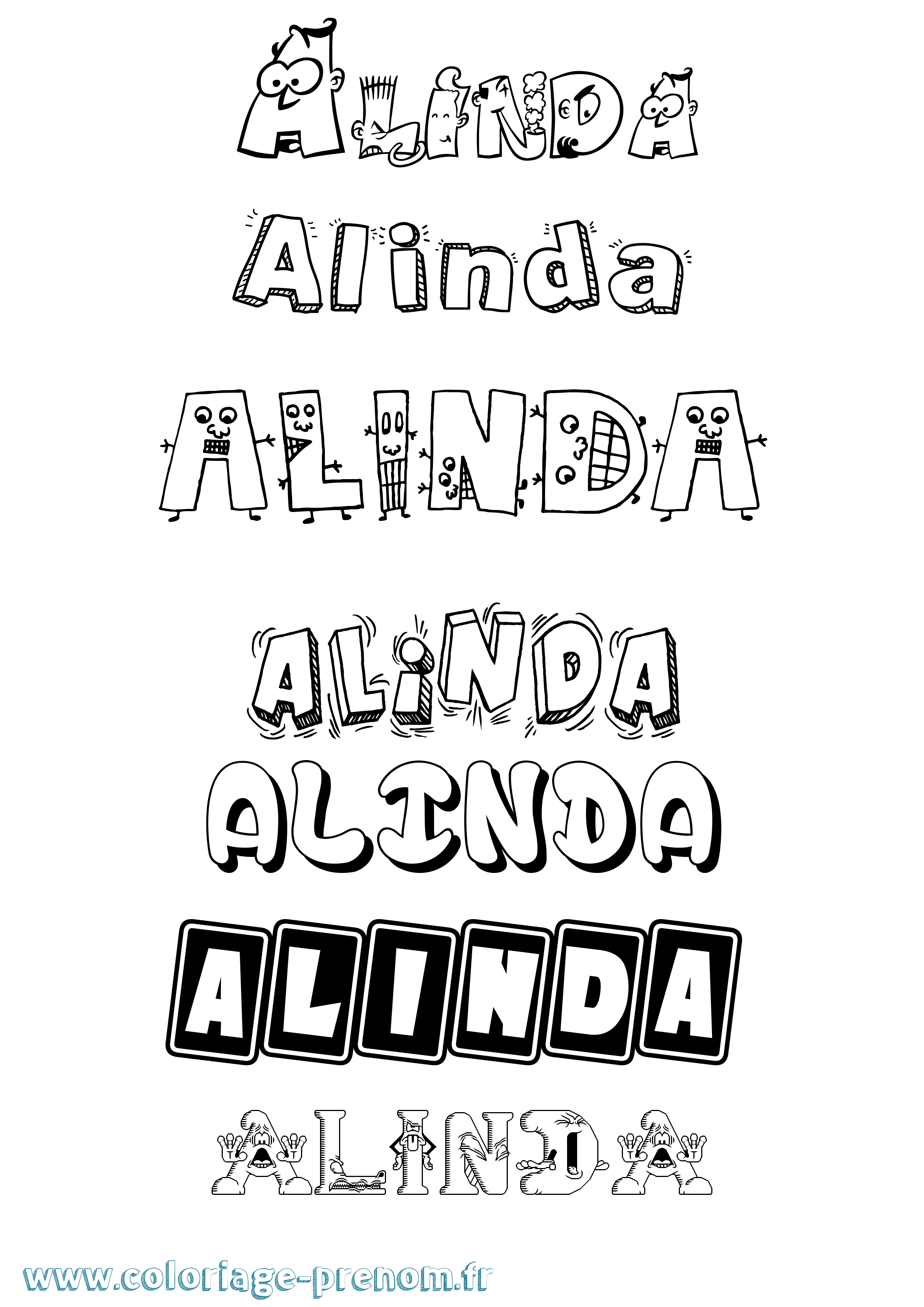 Coloriage prénom Alinda Fun