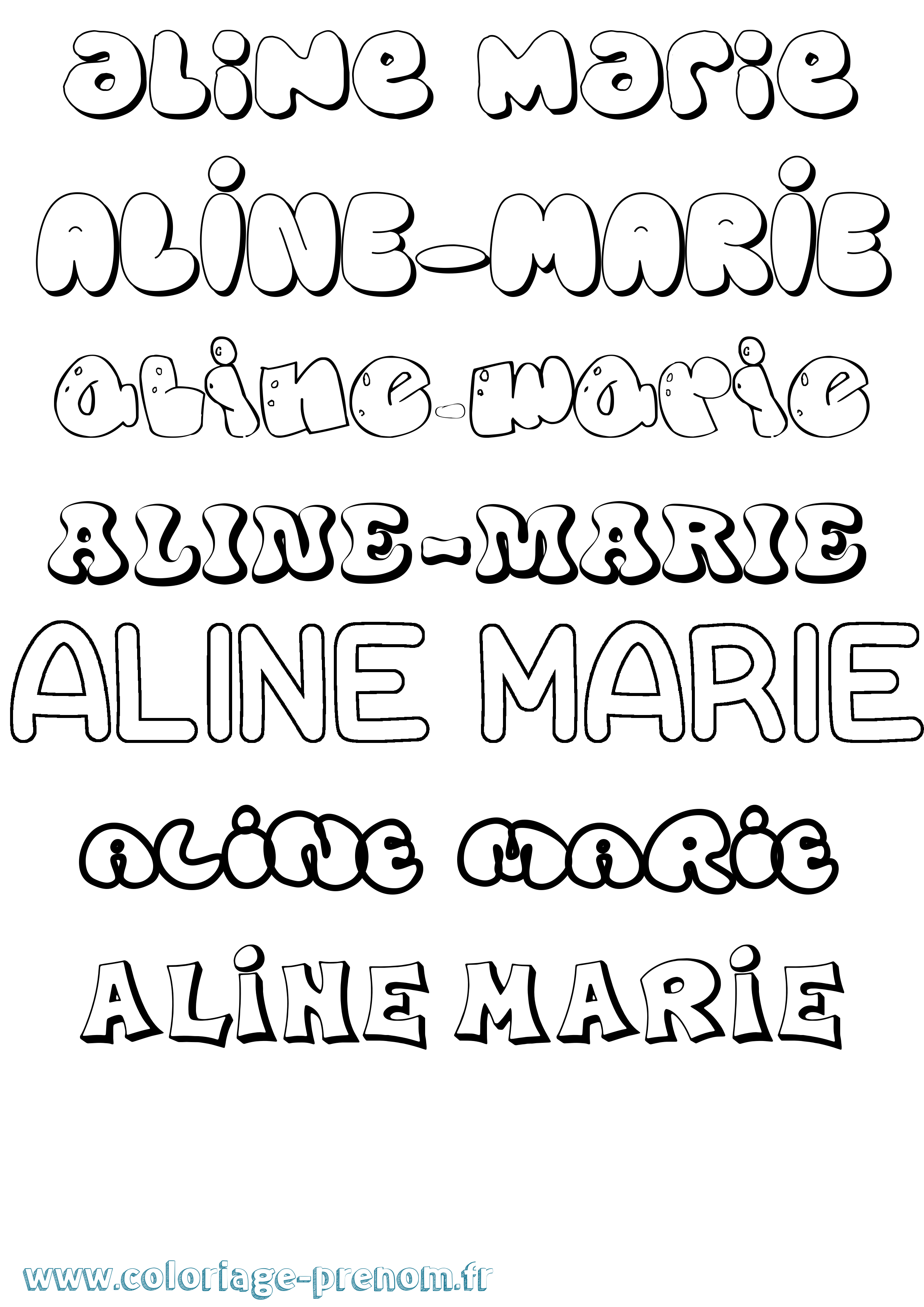 Coloriage prénom Aline-Marie Bubble
