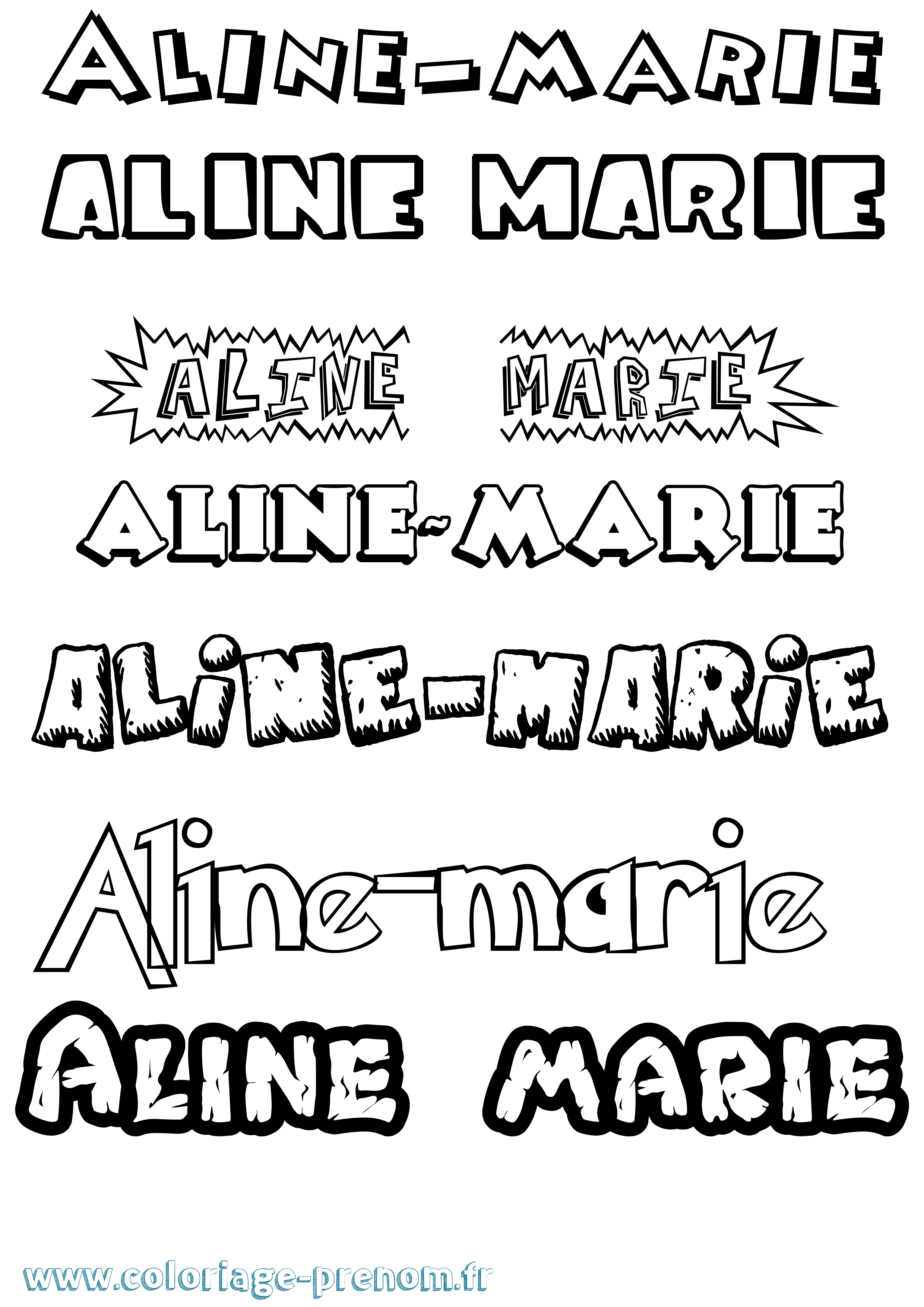 Coloriage prénom Aline-Marie Dessin Animé