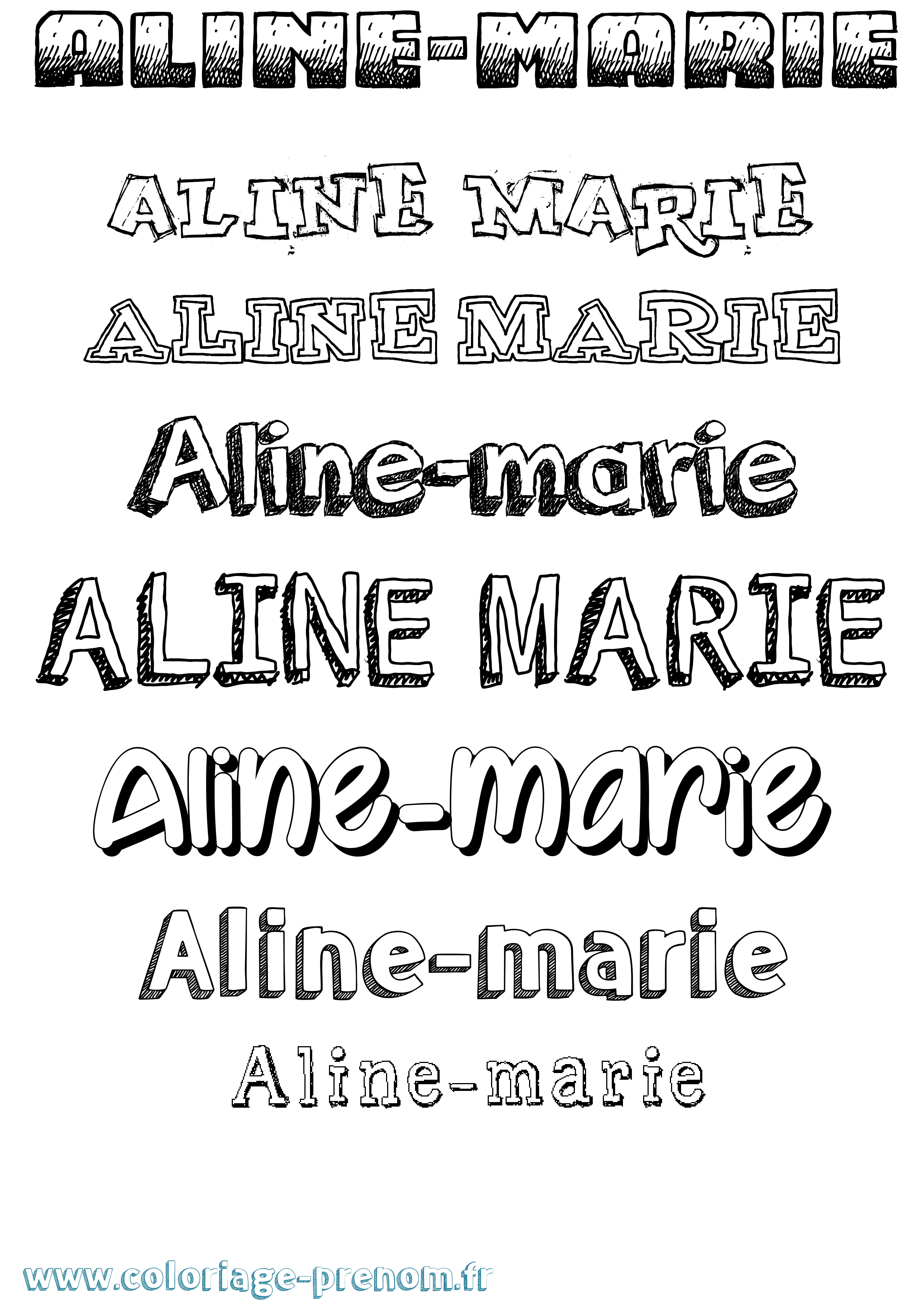 Coloriage prénom Aline-Marie Dessiné
