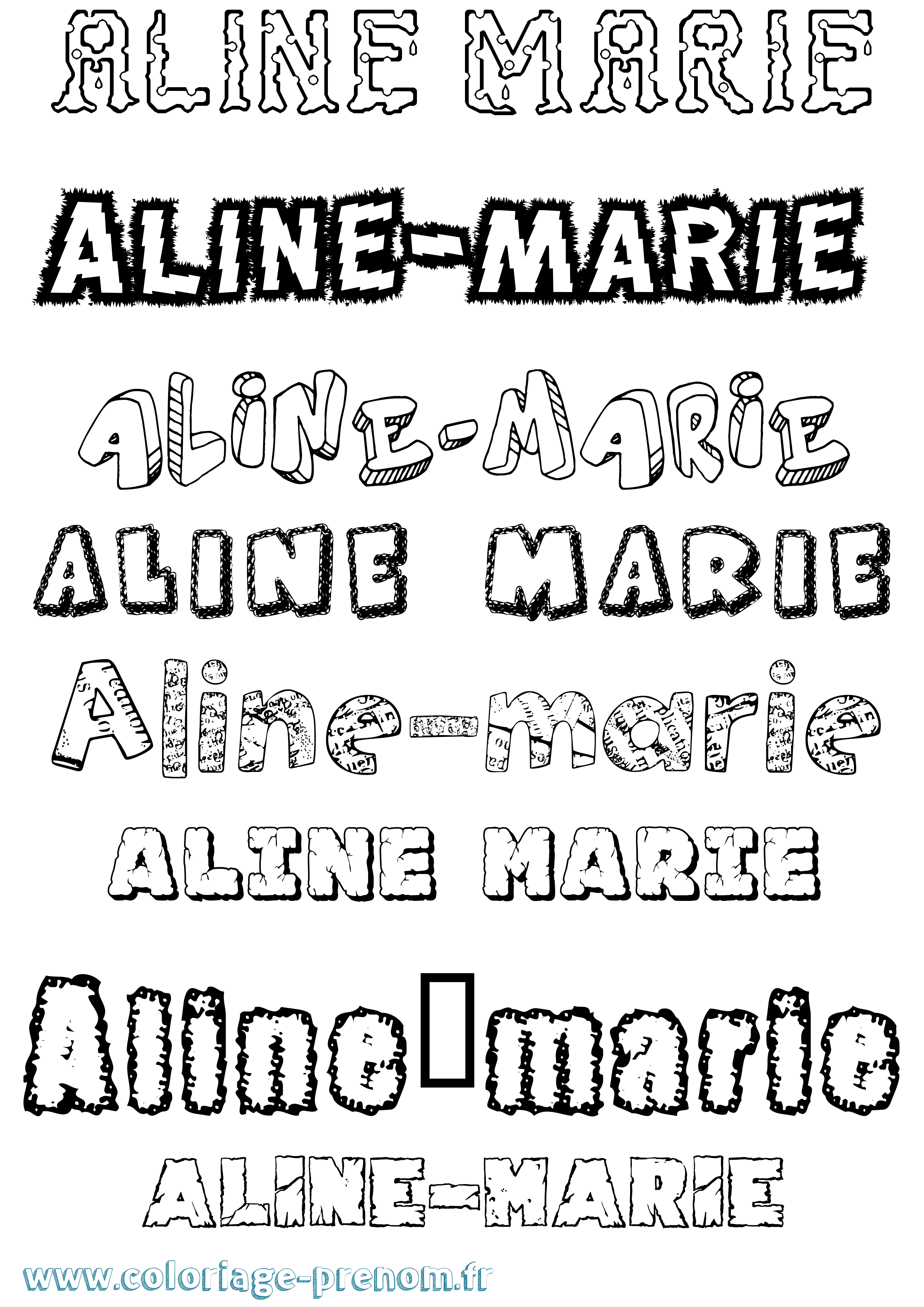 Coloriage prénom Aline-Marie Destructuré