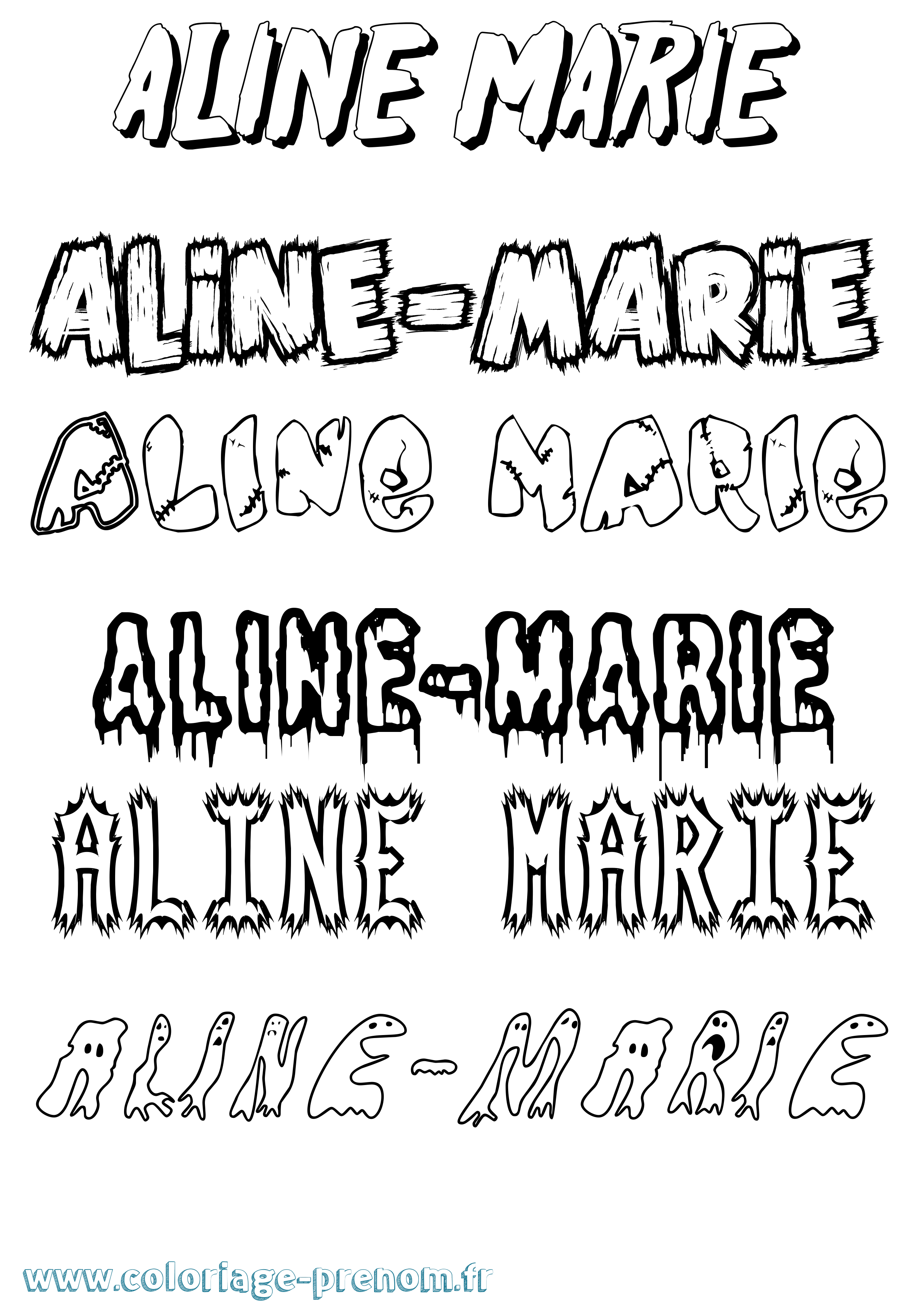 Coloriage prénom Aline-Marie Frisson