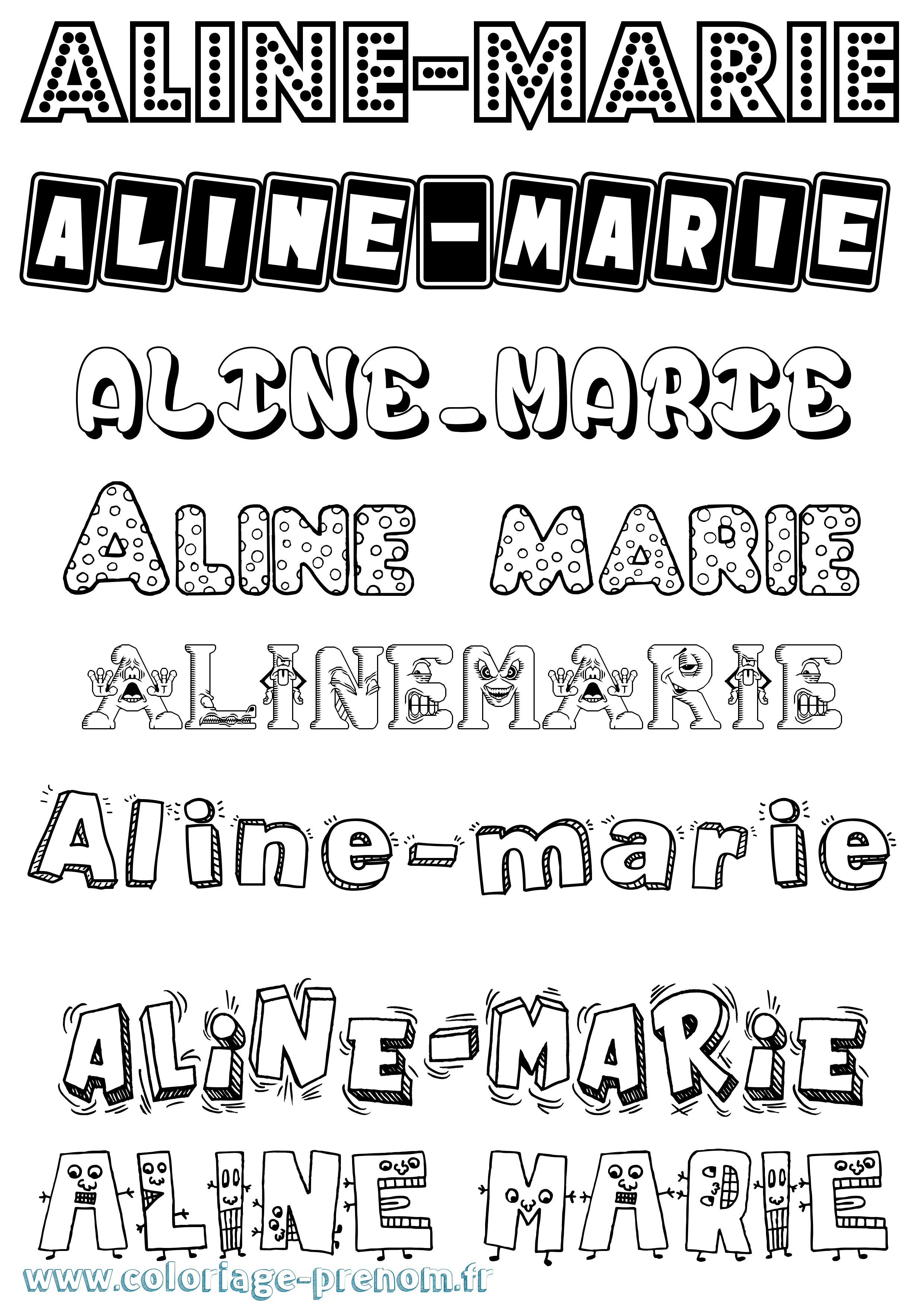 Coloriage prénom Aline-Marie Fun