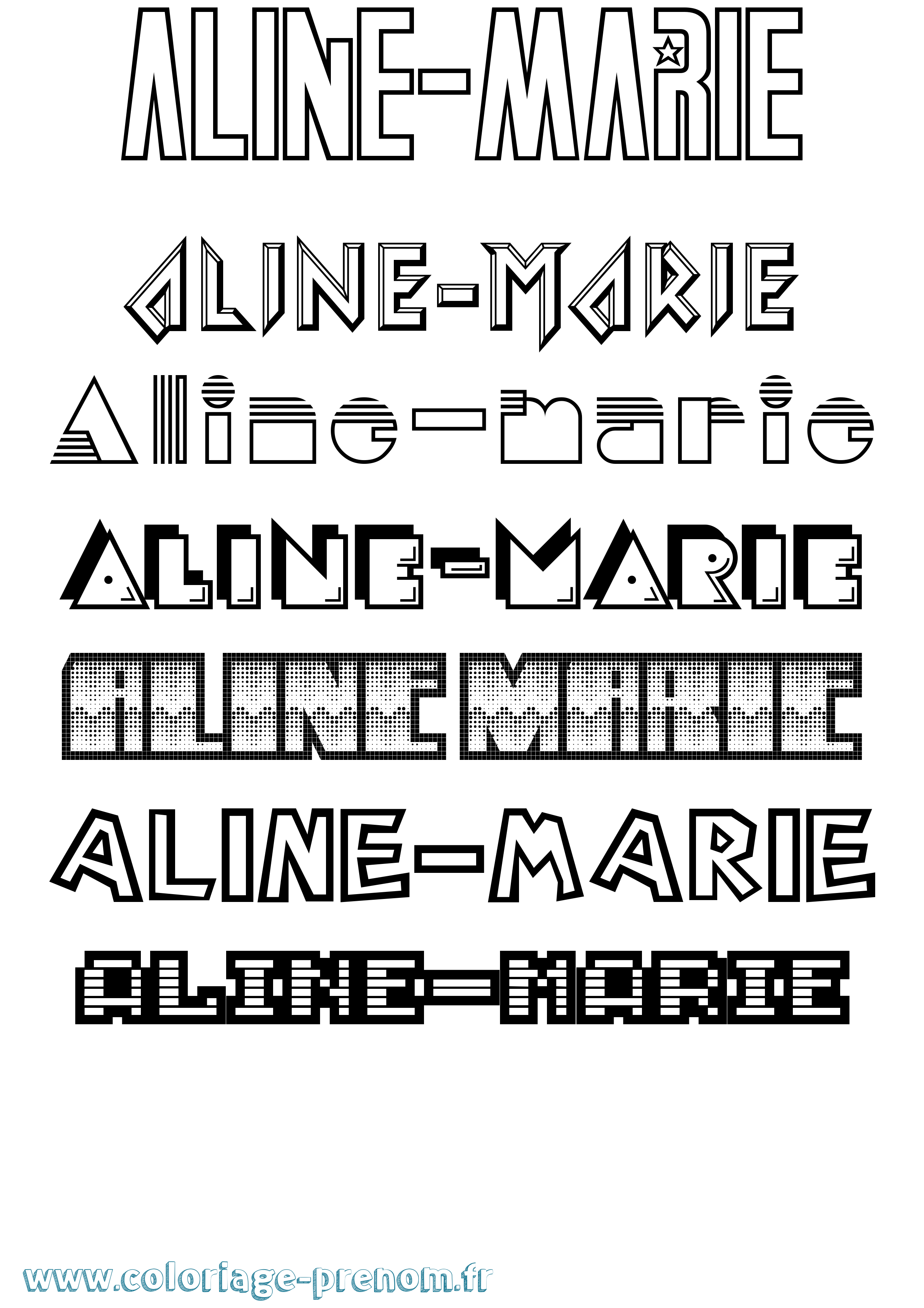 Coloriage prénom Aline-Marie Jeux Vidéos