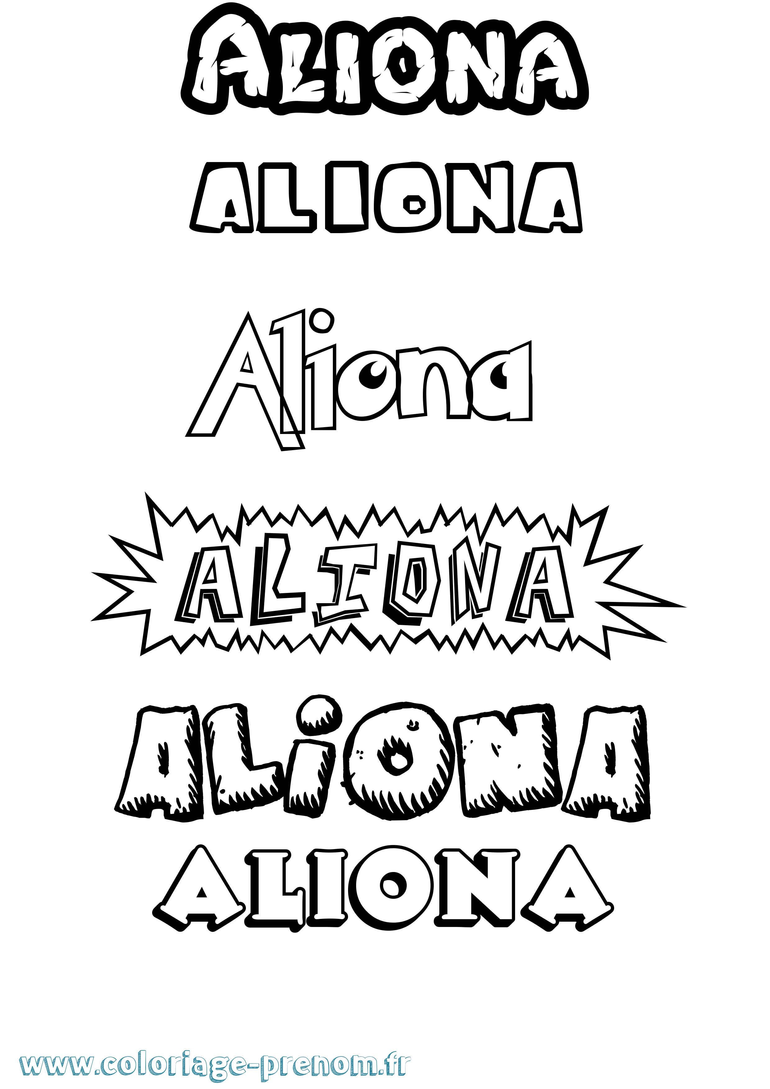 Coloriage prénom Aliona Dessin Animé