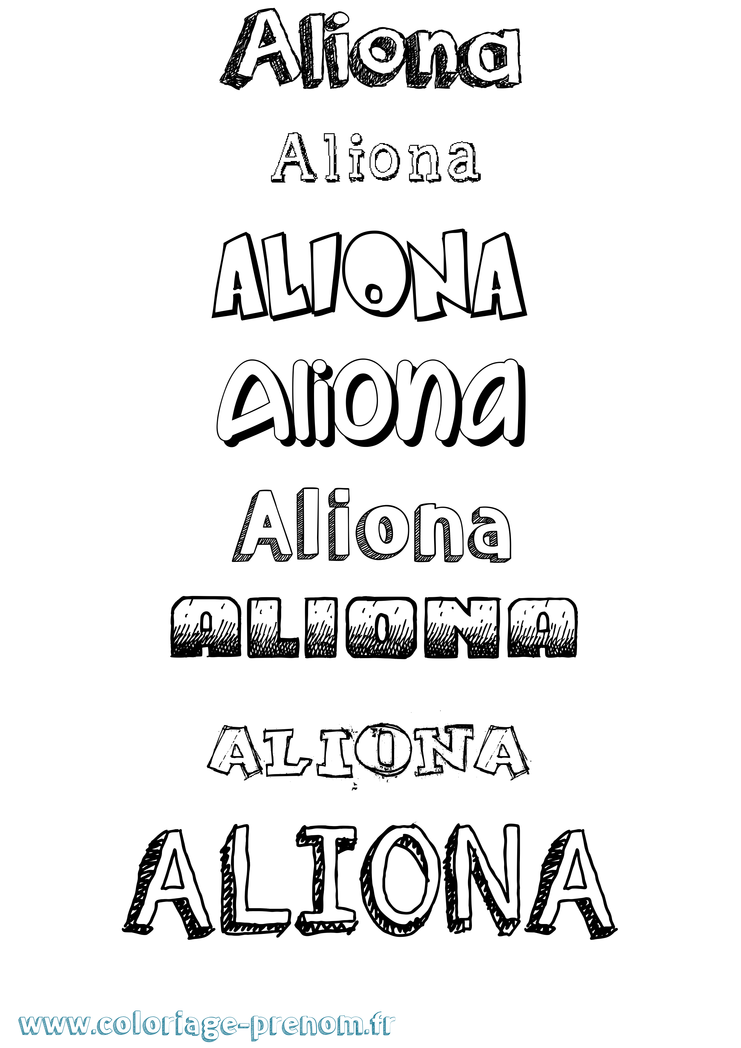 Coloriage prénom Aliona Dessiné