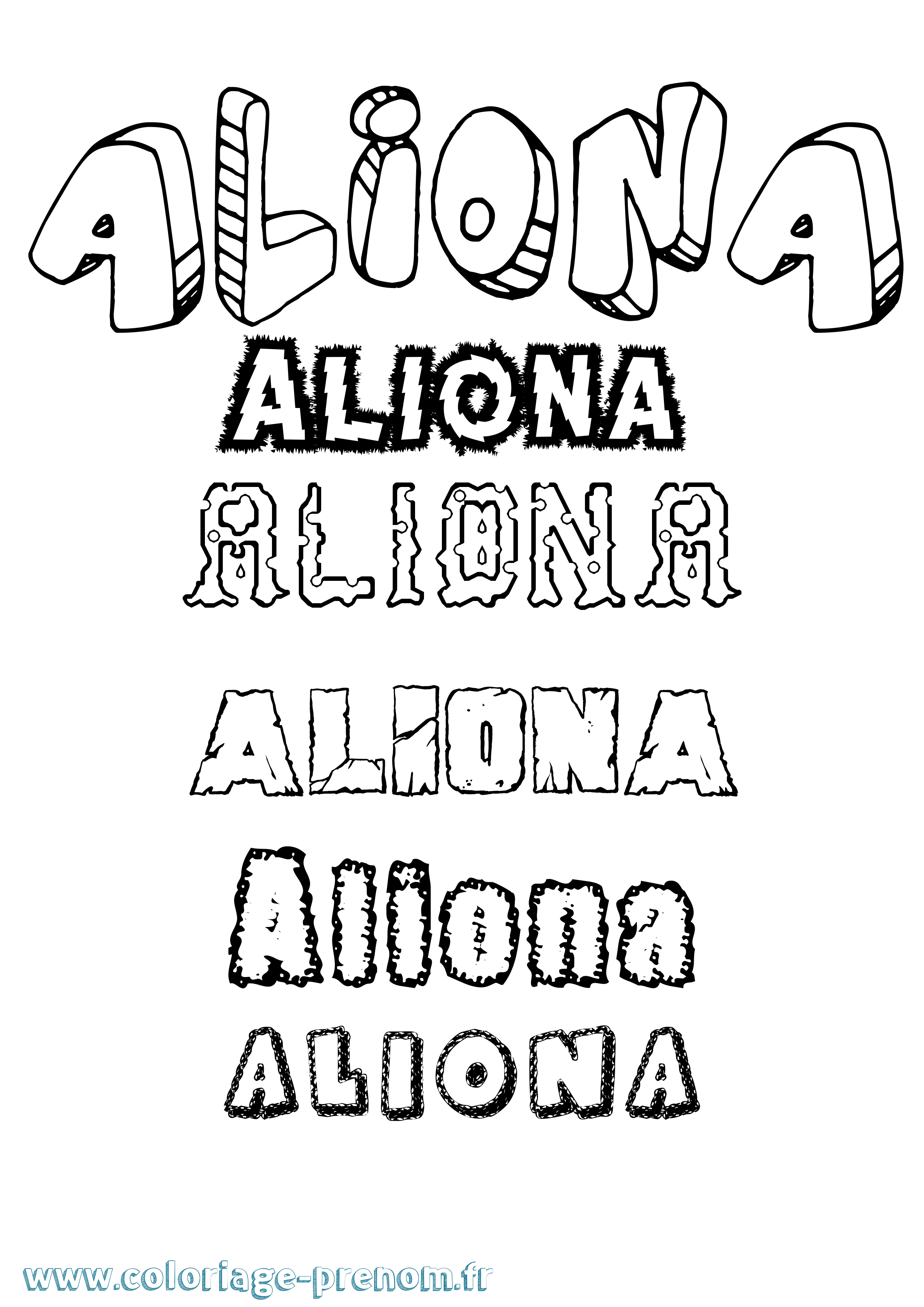 Coloriage prénom Aliona Destructuré