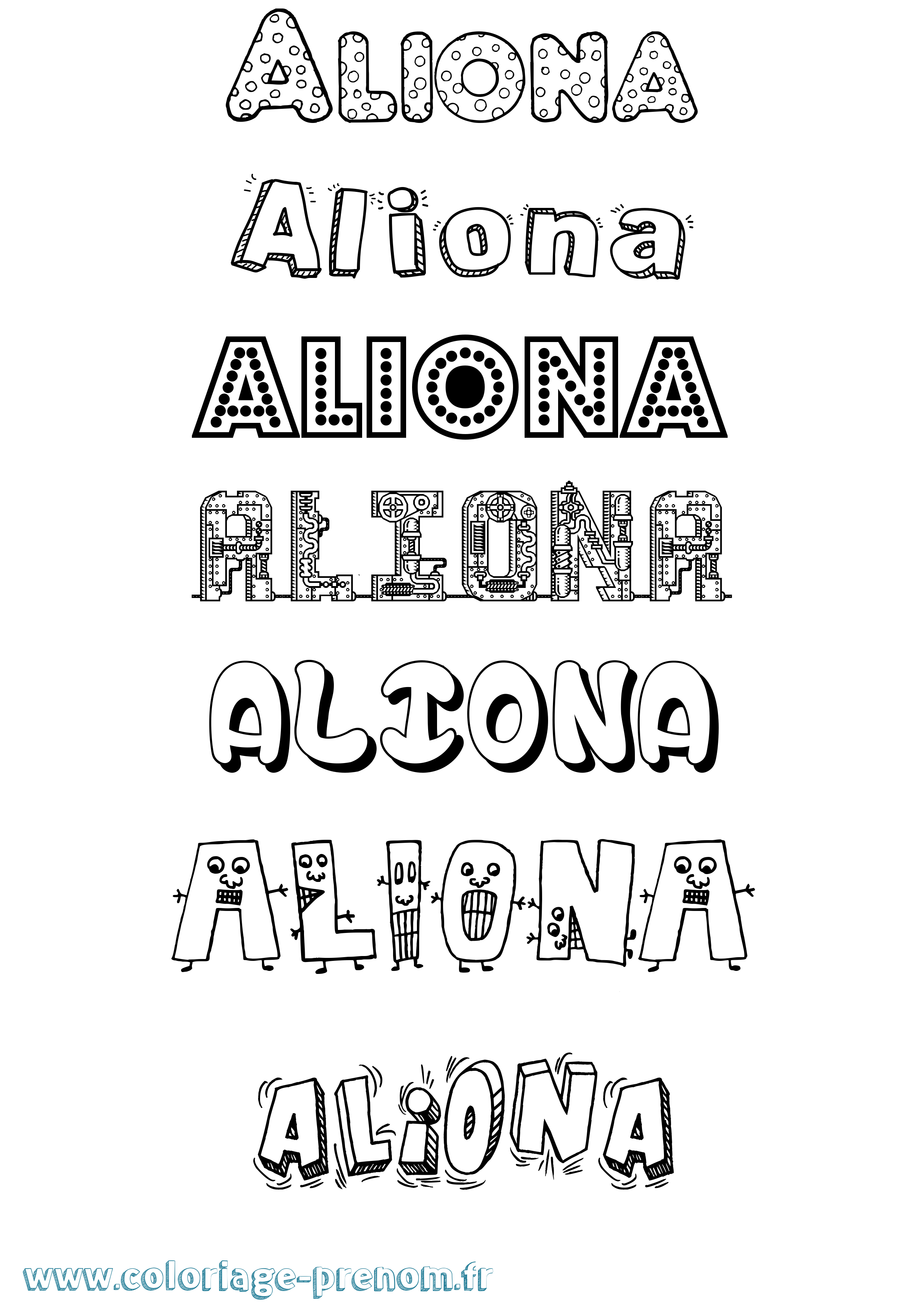 Coloriage prénom Aliona Fun