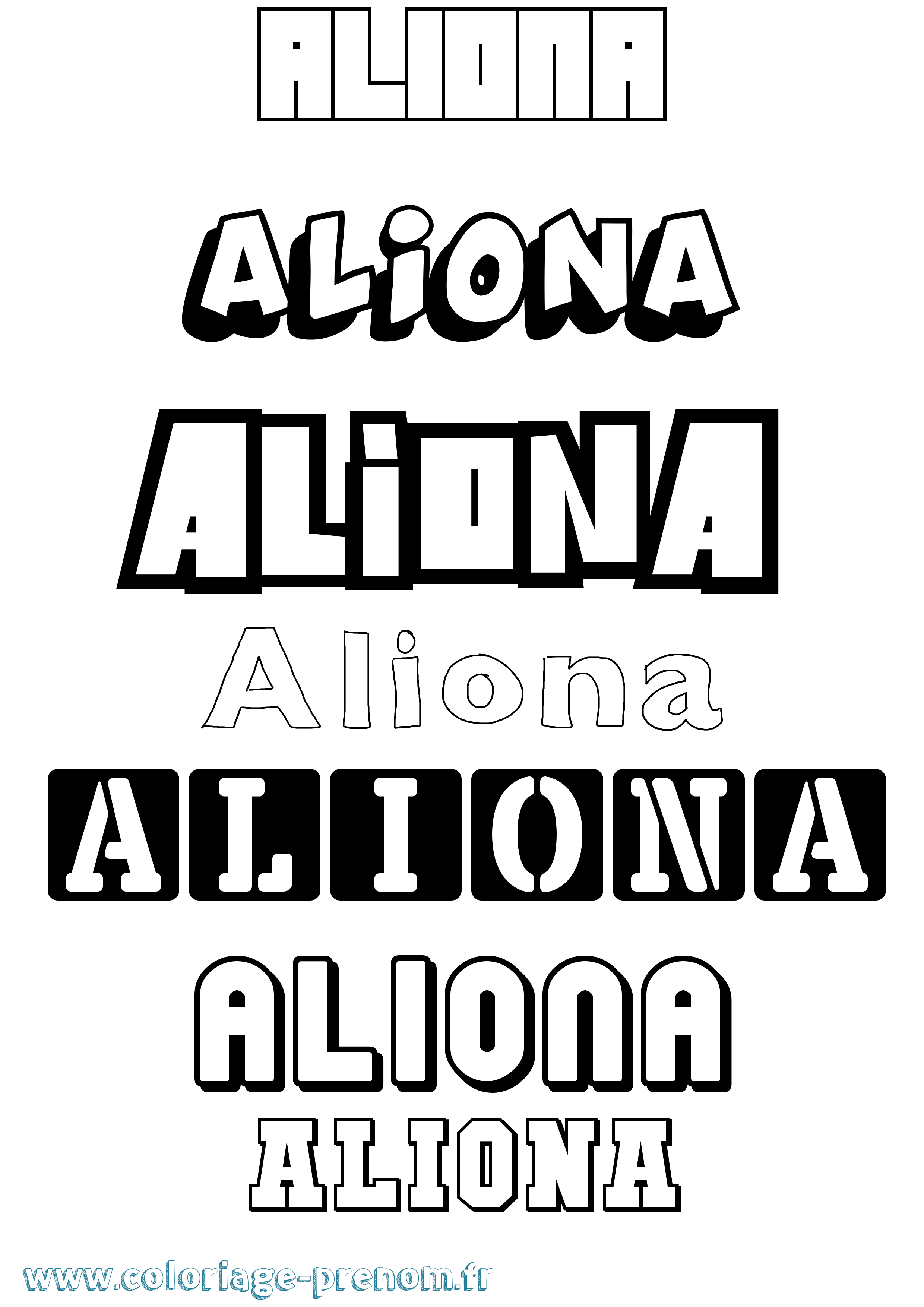 Coloriage prénom Aliona Simple