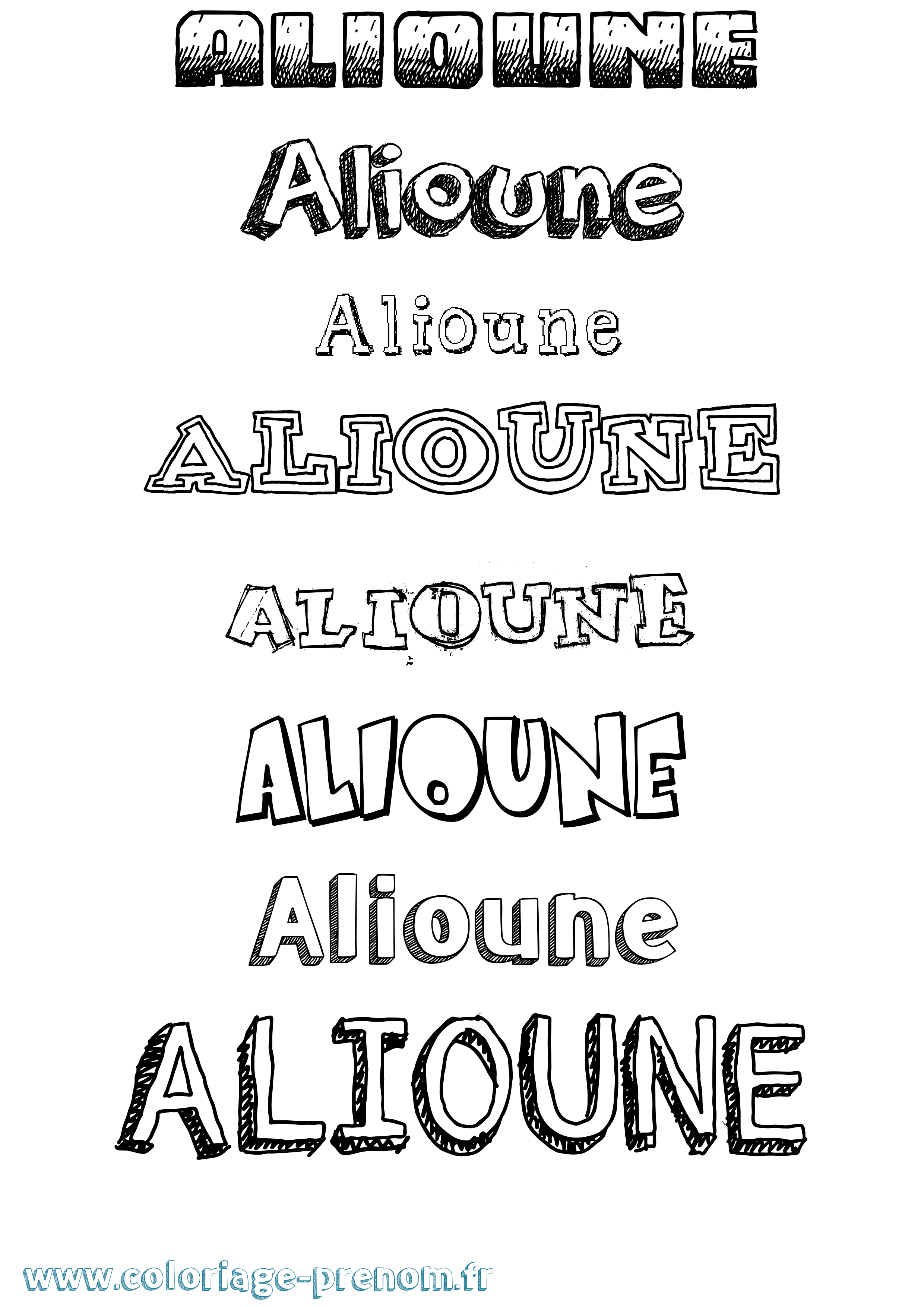 Coloriage prénom Alioune Dessiné