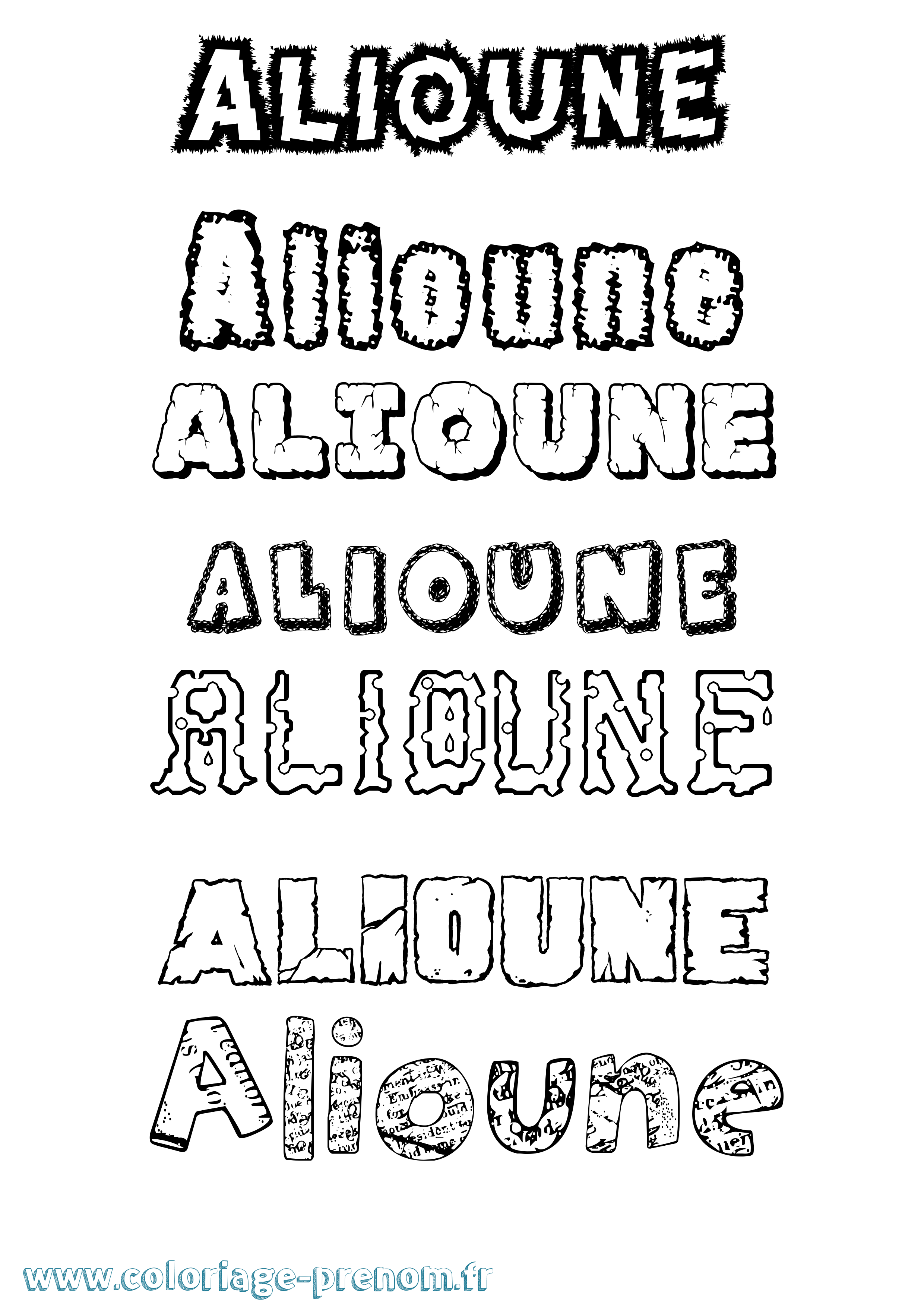 Coloriage prénom Alioune Destructuré
