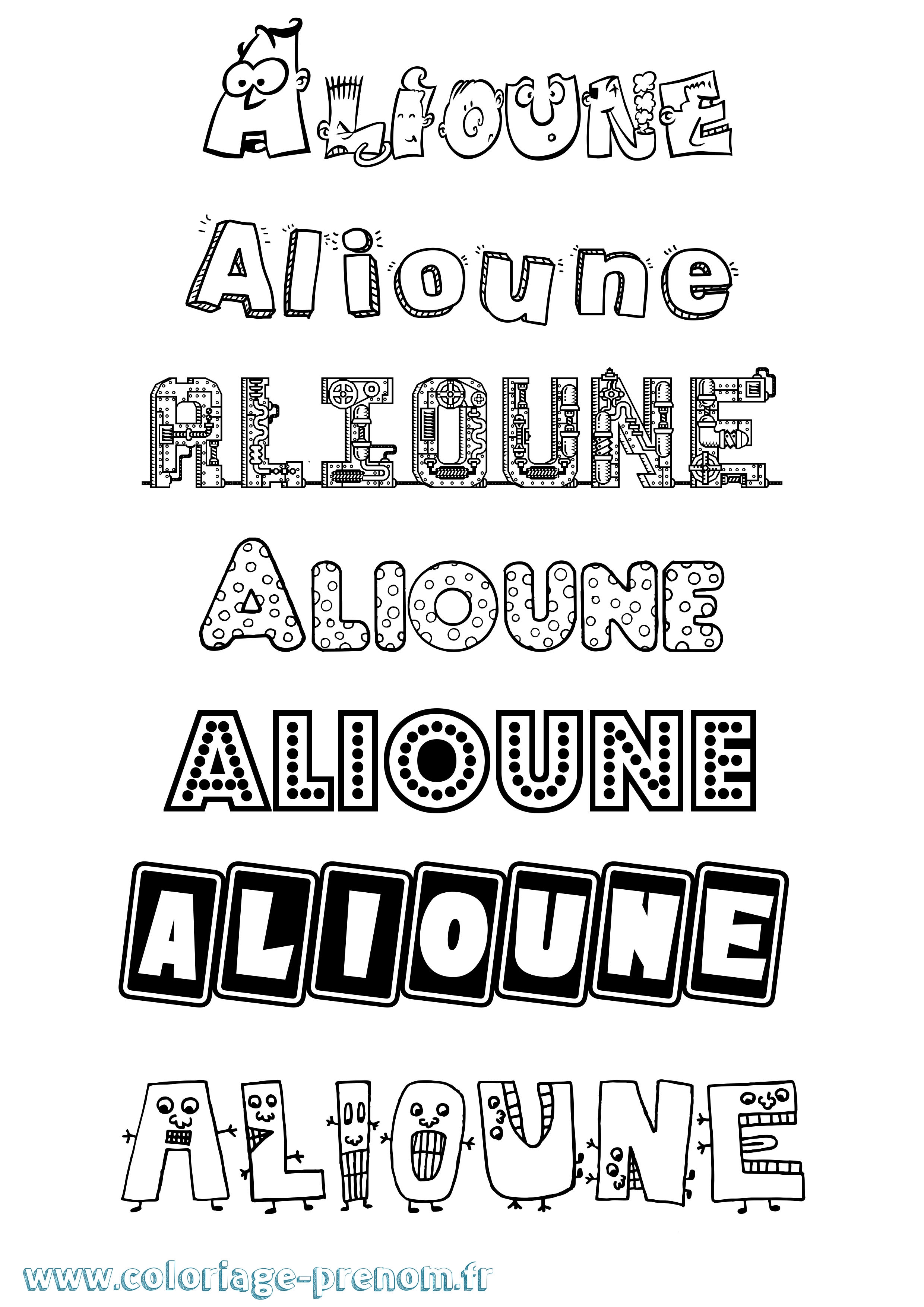 Coloriage prénom Alioune Fun