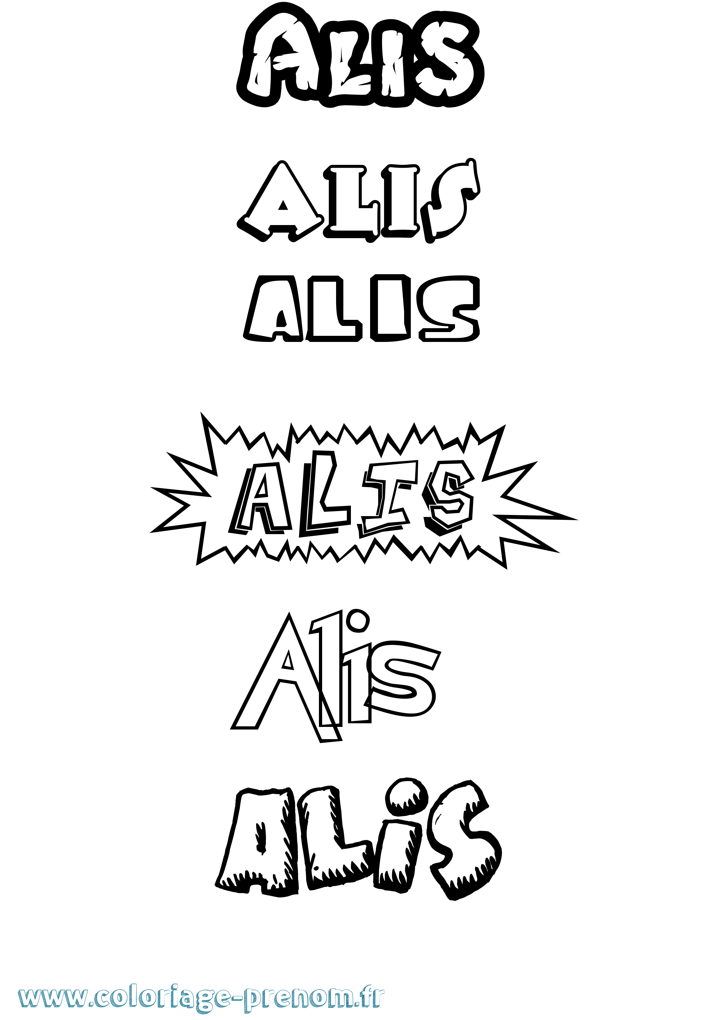 Coloriage prénom Alis Dessin Animé