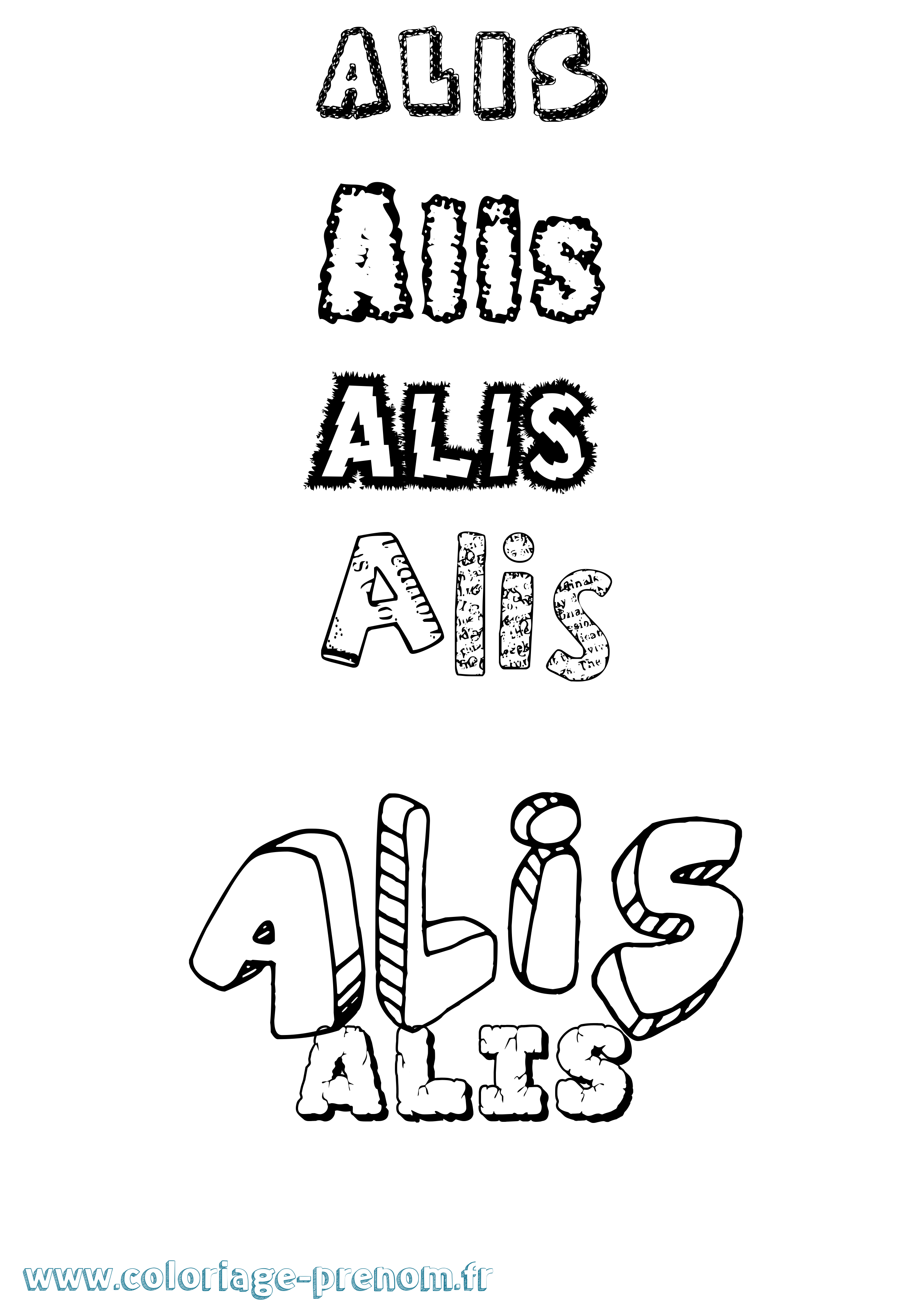 Coloriage prénom Alis Destructuré