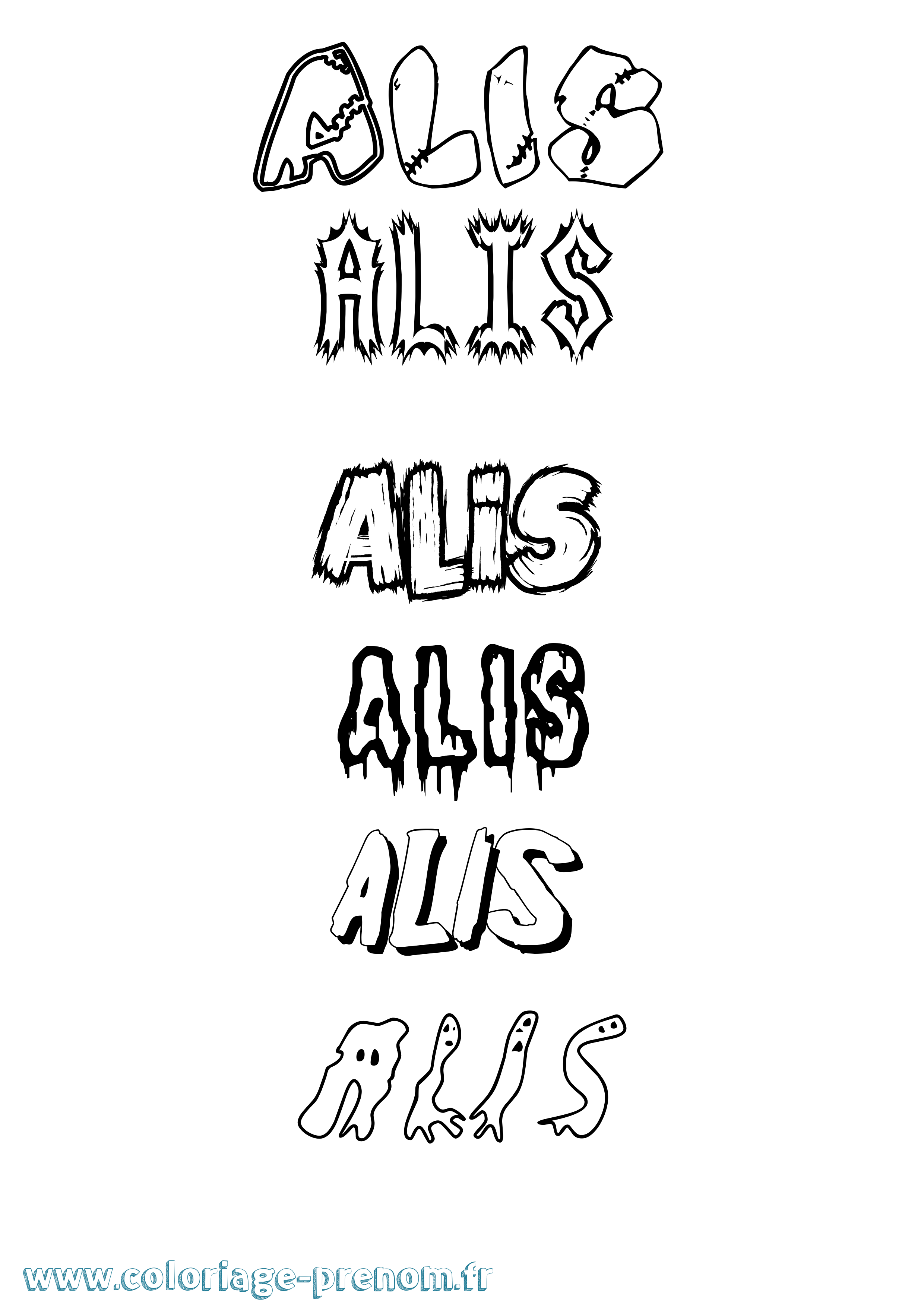 Coloriage prénom Alis Frisson